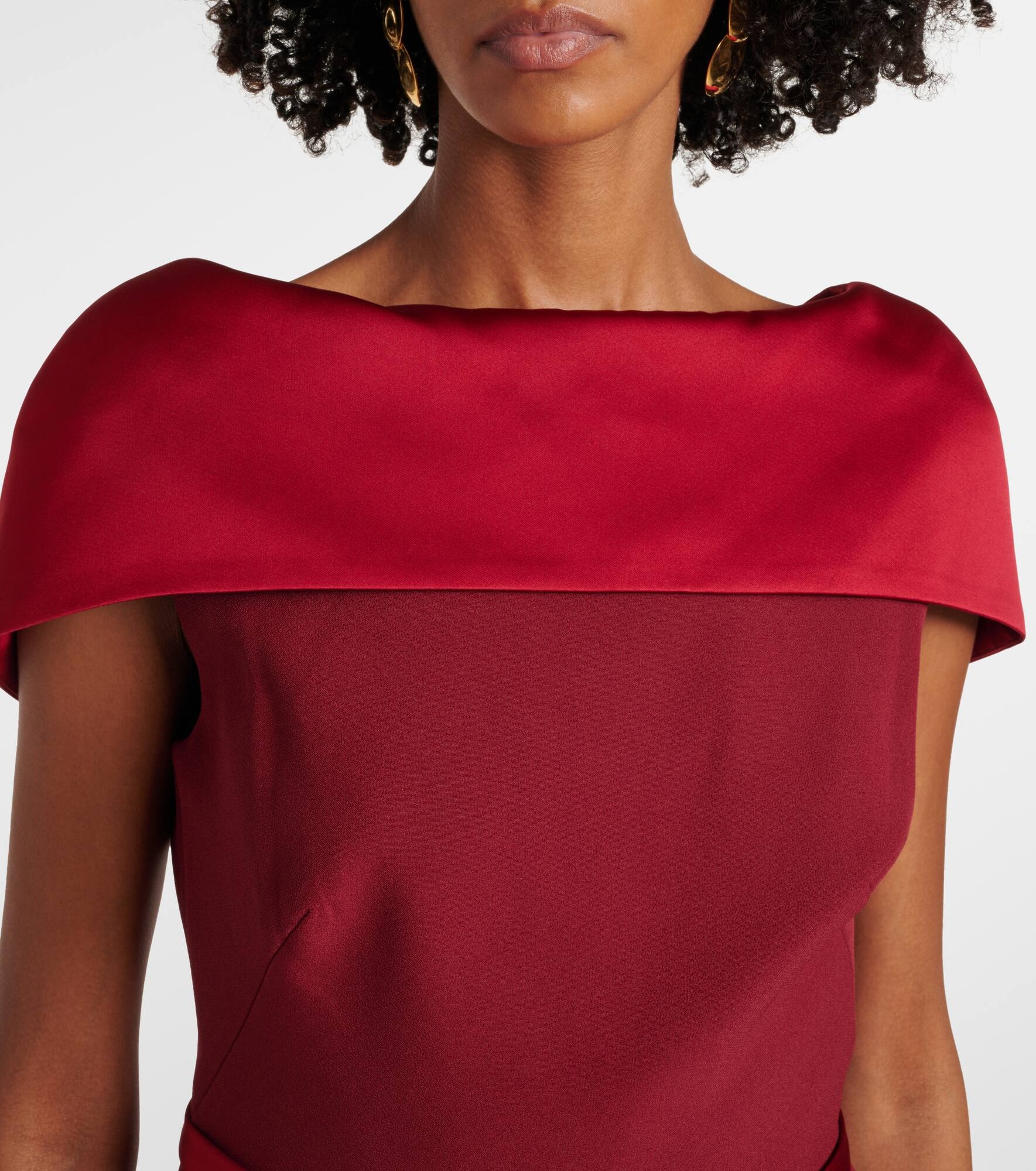 Rella draped peplum heavy crêpe midi dress - 4