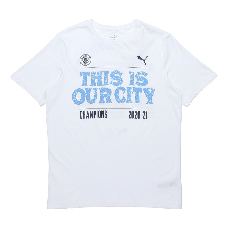 PUMA MCFC 20-21 Season Football Club Alphabet Printing Soccer/Football Sports Short Sleeve White 768 - 1