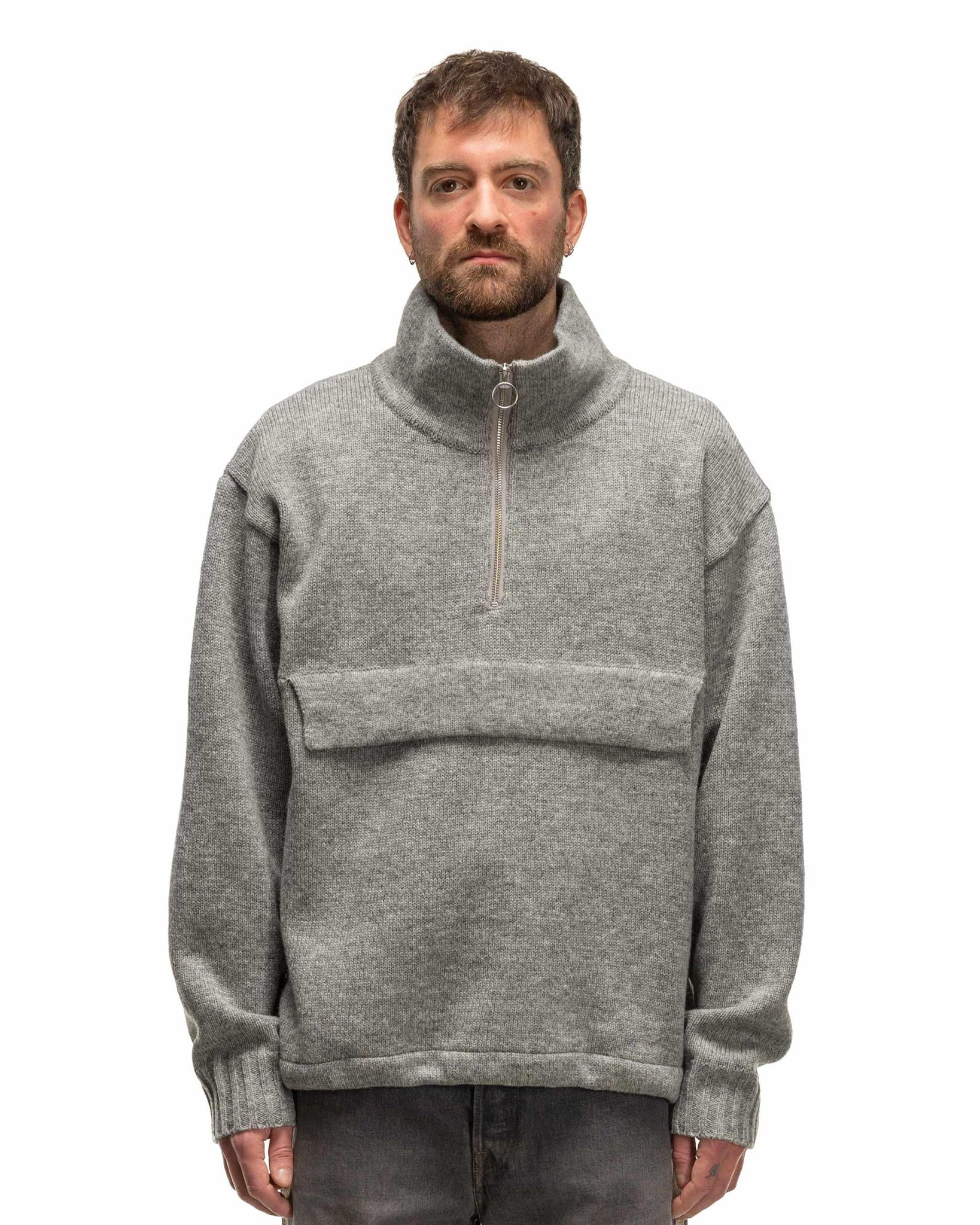 5G Shetland Wool Half ZIP Anorak Grey - 4