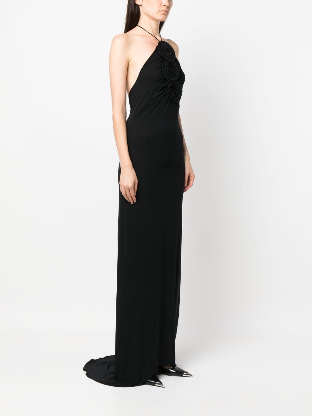 floral-appliquÃ© halterneck maxi dress - 3