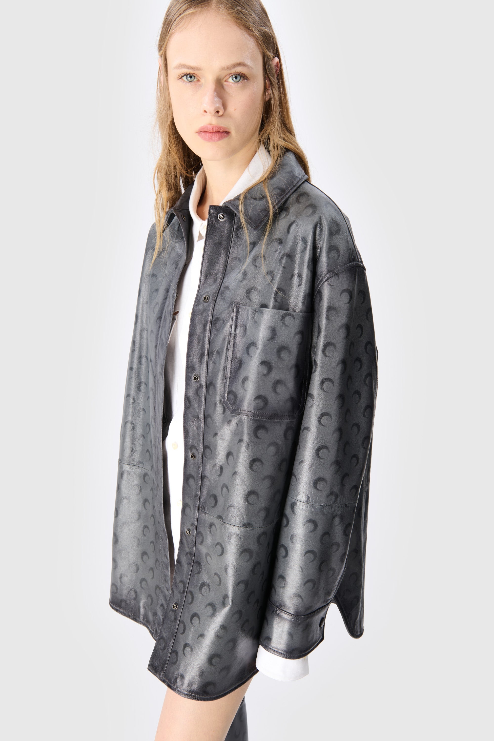 Moon Airbrushed Leather Overshirt - 4