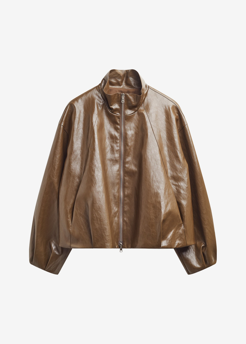 Milford Faux Leather Balloon Jacket - Brown 1