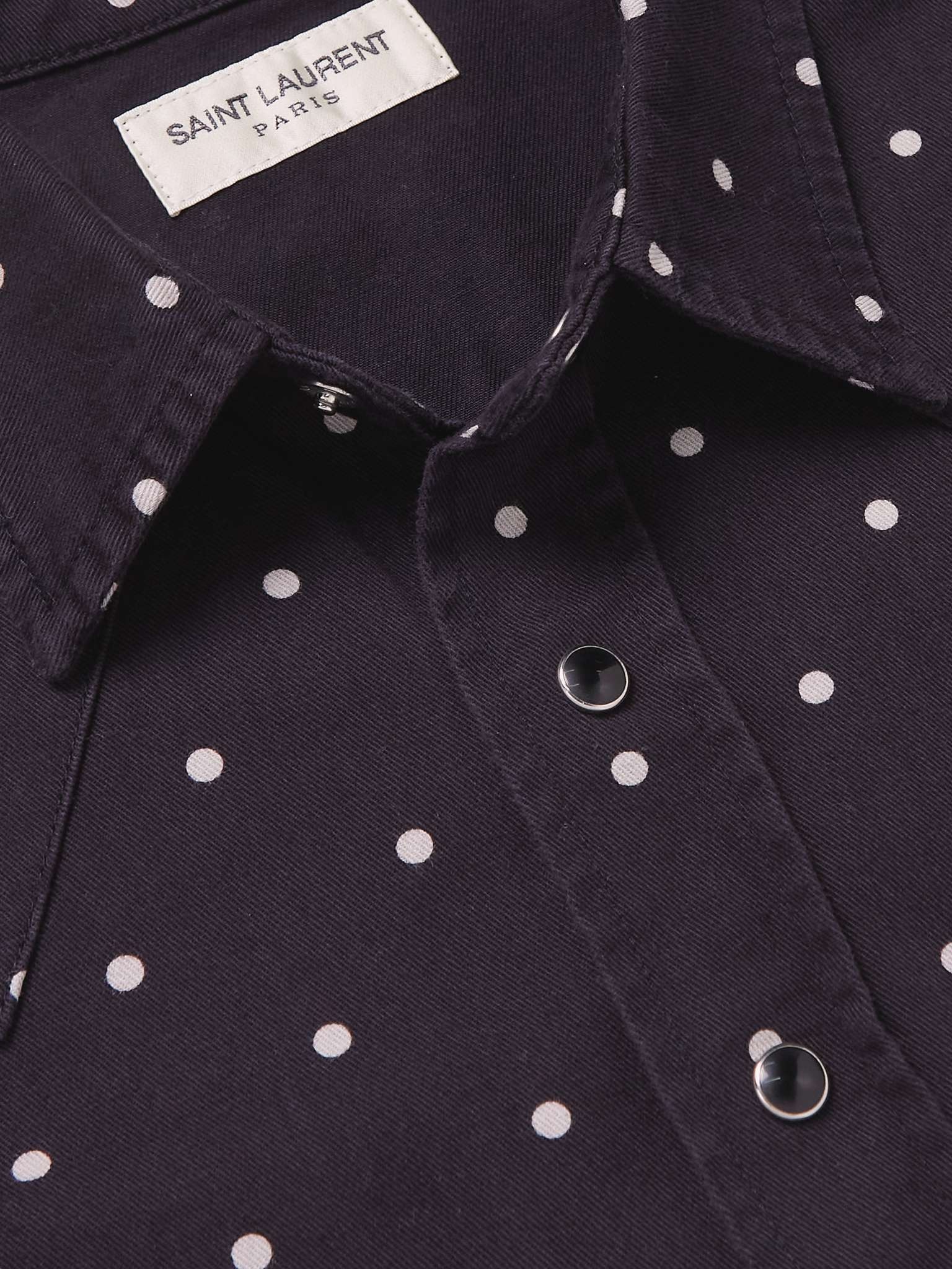 Polka-Dot Denim Western Shirt - 5