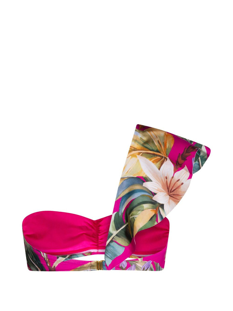 FARM RIO ruffled floral-print bikini top outlook