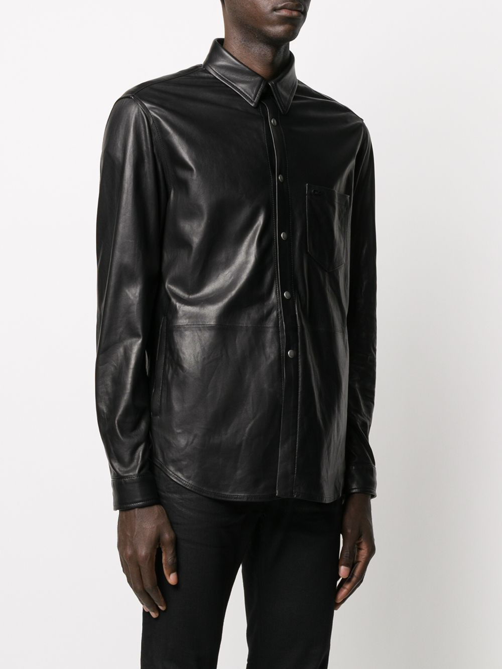leather shirt jacket - 3