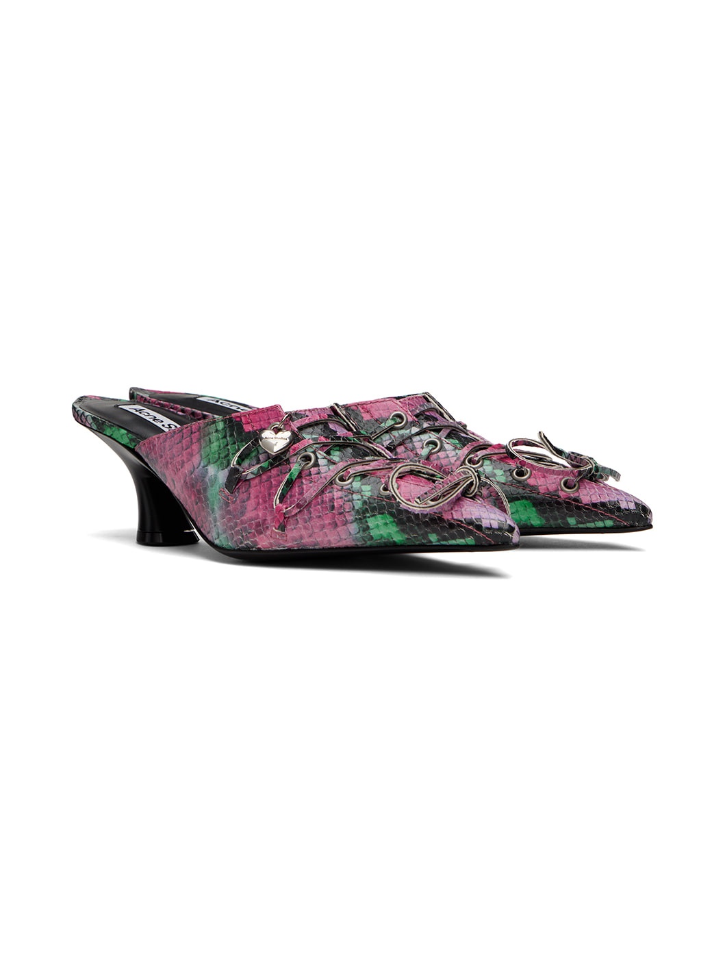 Multicolor Lace-Up Mules - 4