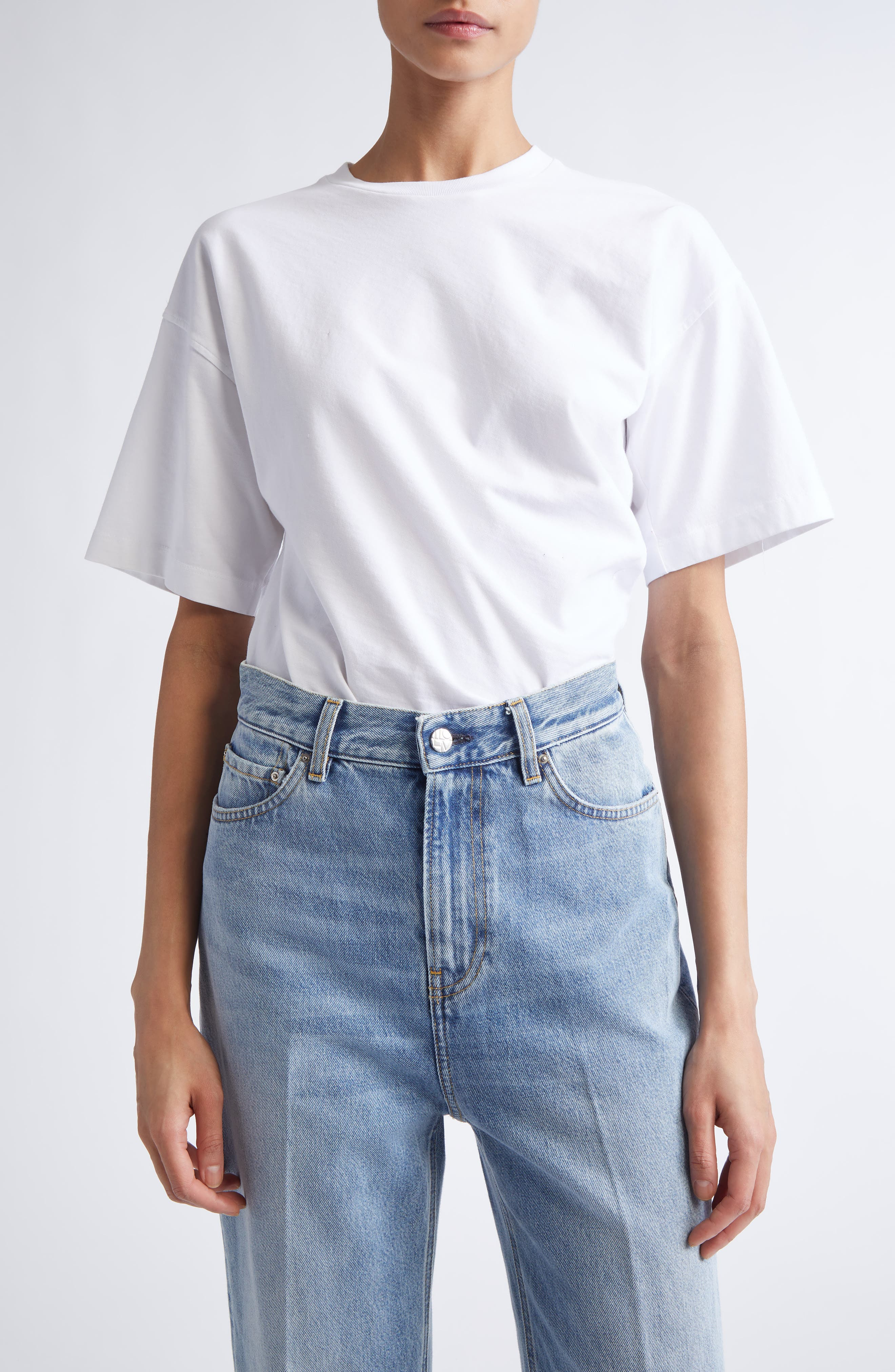 TOTEME Twisted Organic Cotton T-Shirt in Off White at Nordstrom - 1