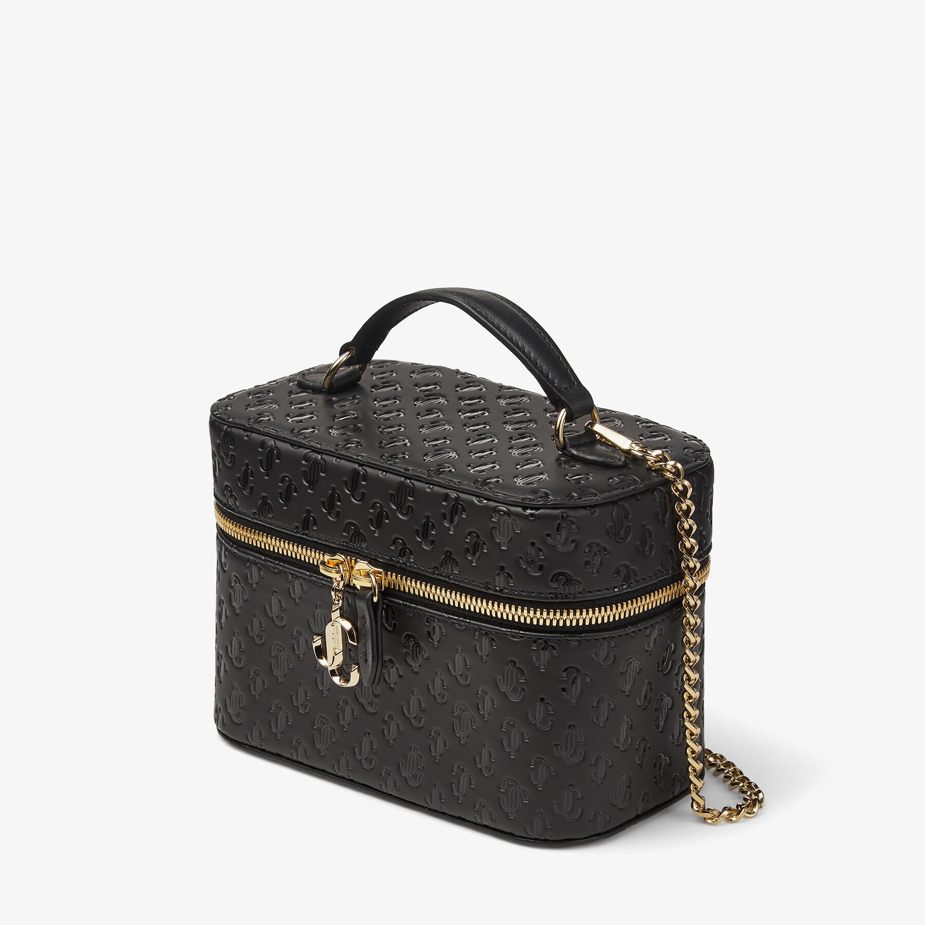 Vanity Case W/chain
Black JC Monogram Pattern Vanity Case with Light Gold JC Emblem - 3