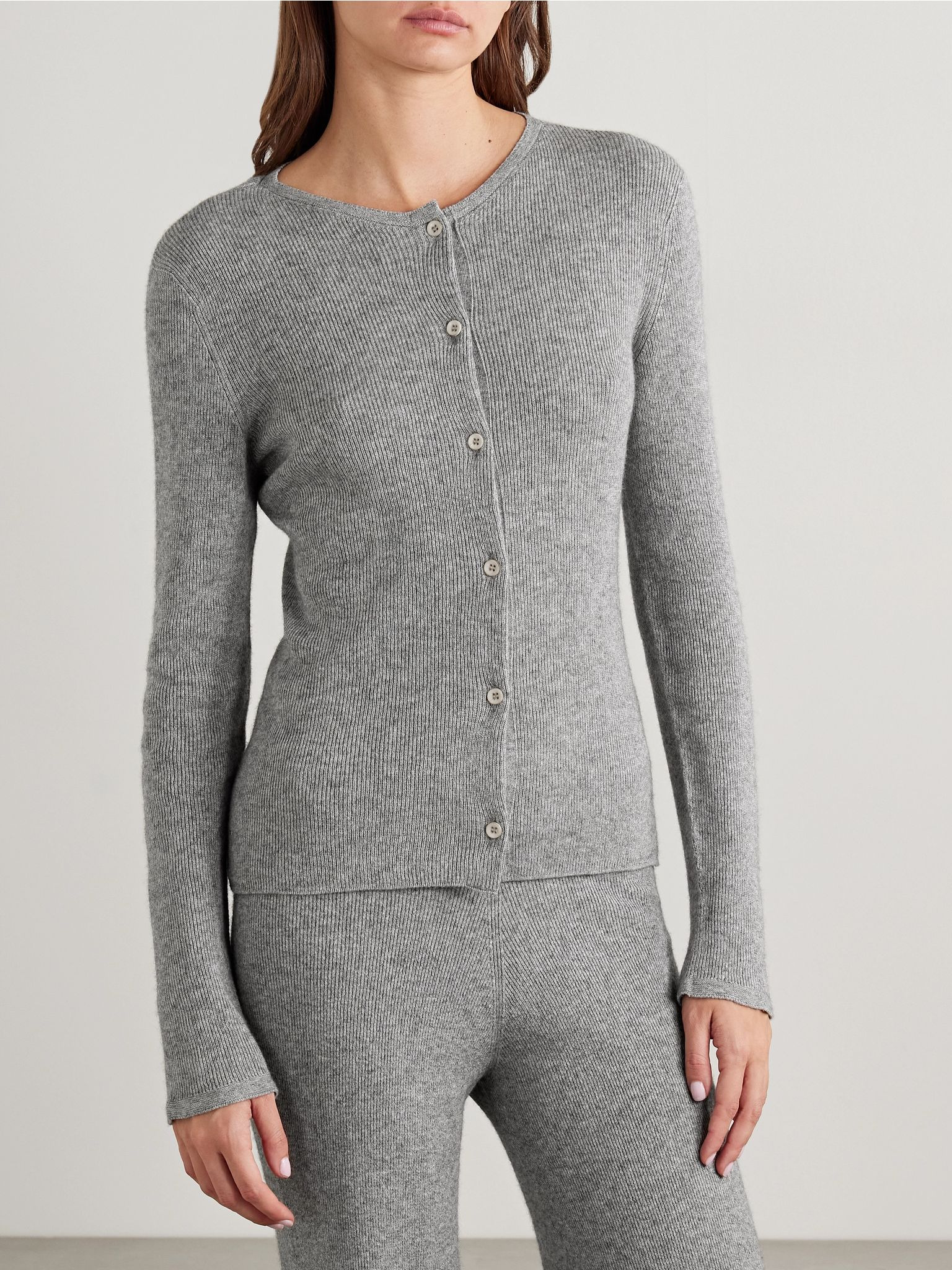 Delicash ribbed cashmere and silk-blend cardigan Gray - 3