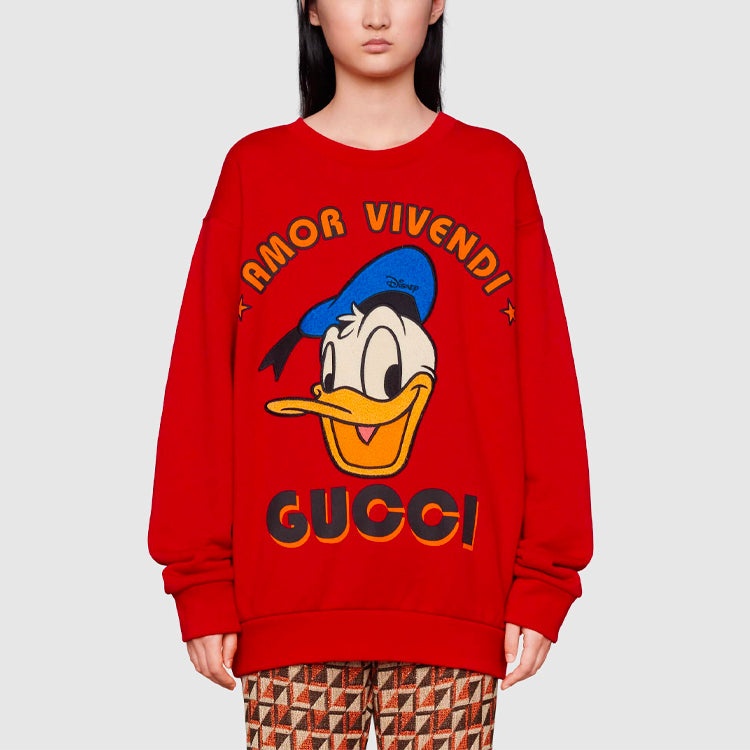 Gucci x Disney SS21 Donald Duck Printed Cotton Sweatshirt For Men Red 617964-XJDC1-6429 - 3