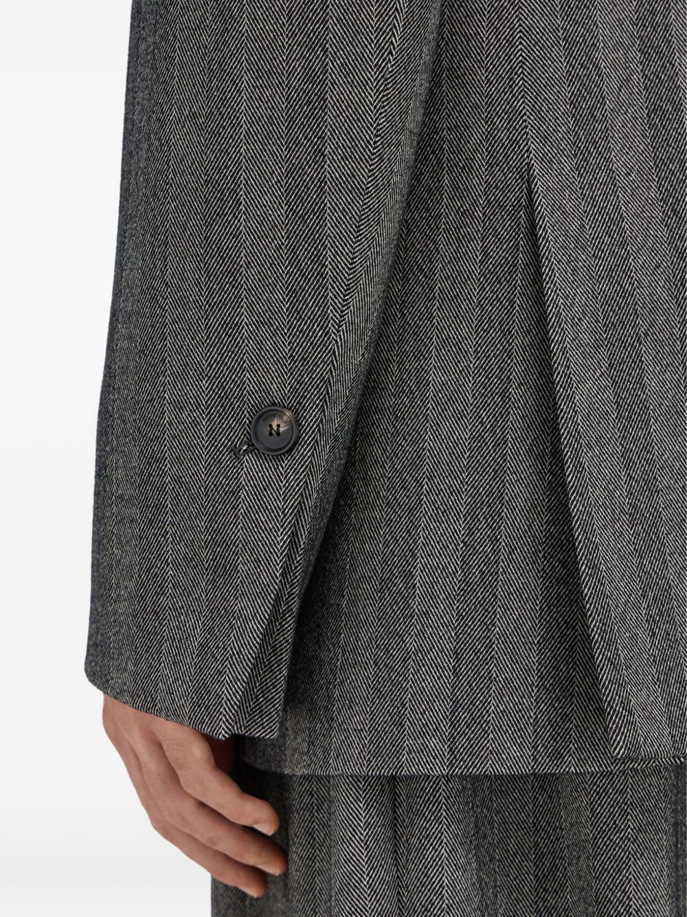 herringbone double-breasted blazer - 5