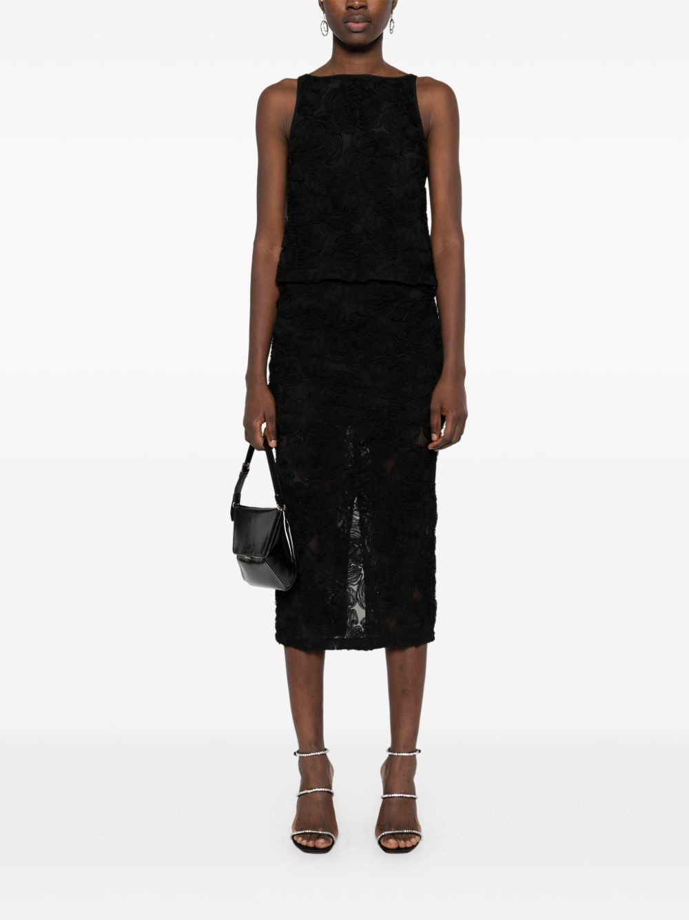 flower-mesh midi skirt - 2
