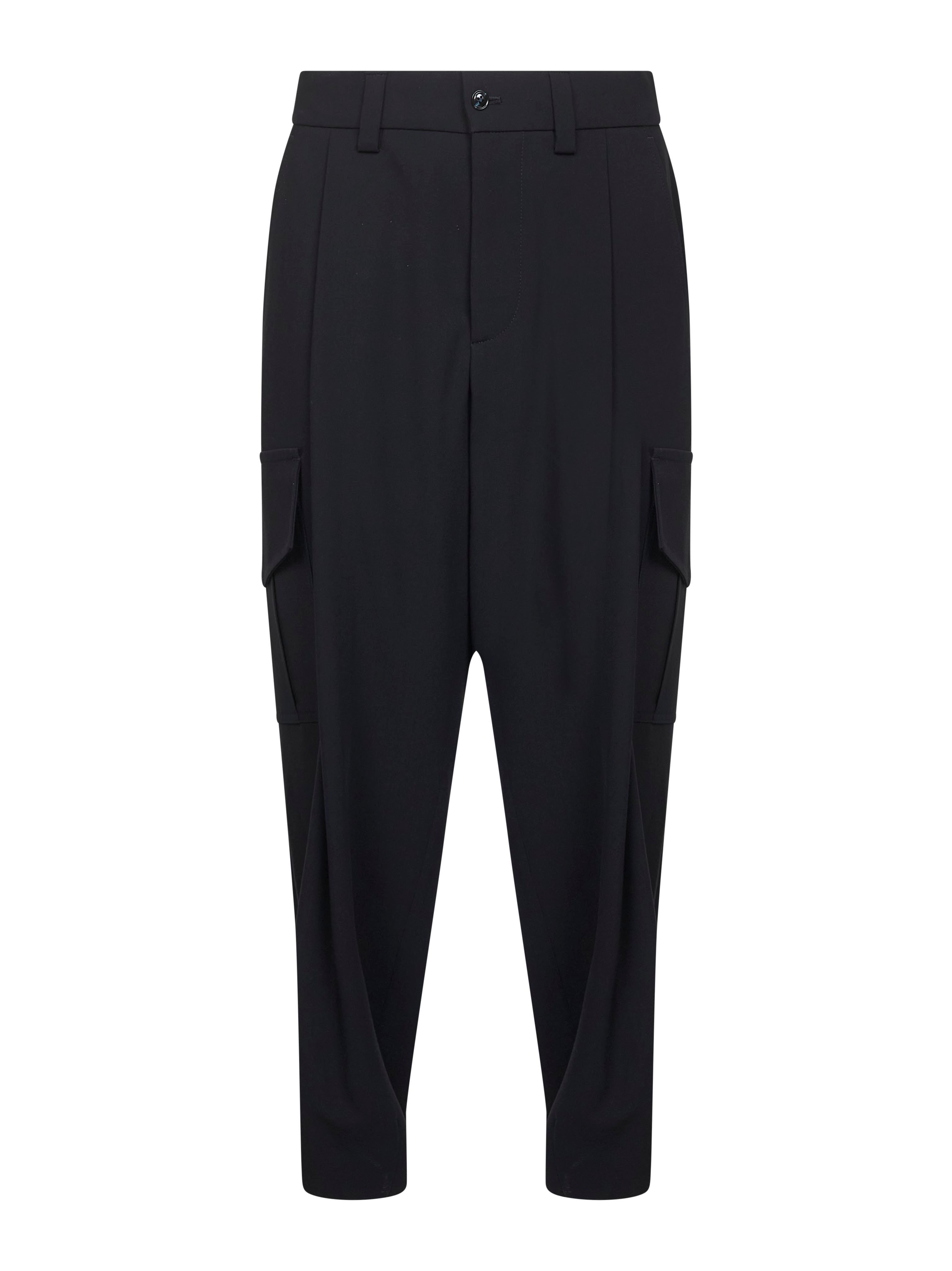 Giorgio Armani Men Blue Virgin Wool Crepe Cargo Trousers - 1