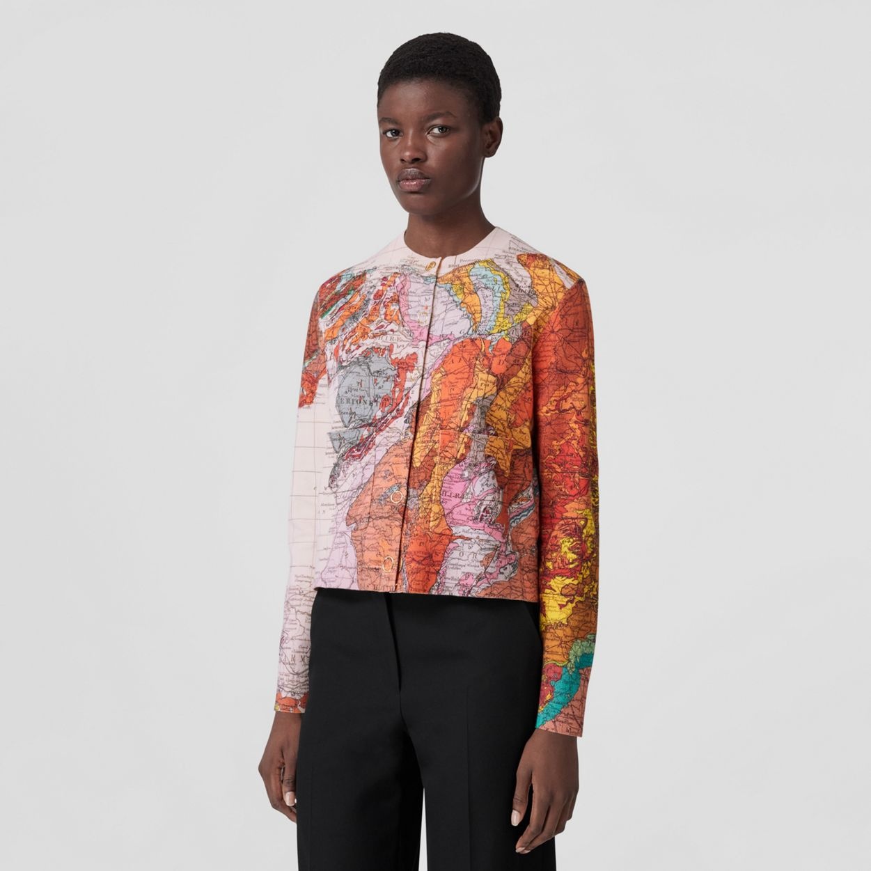 Map Print Cotton Cashmere Blend Cardigan - 2