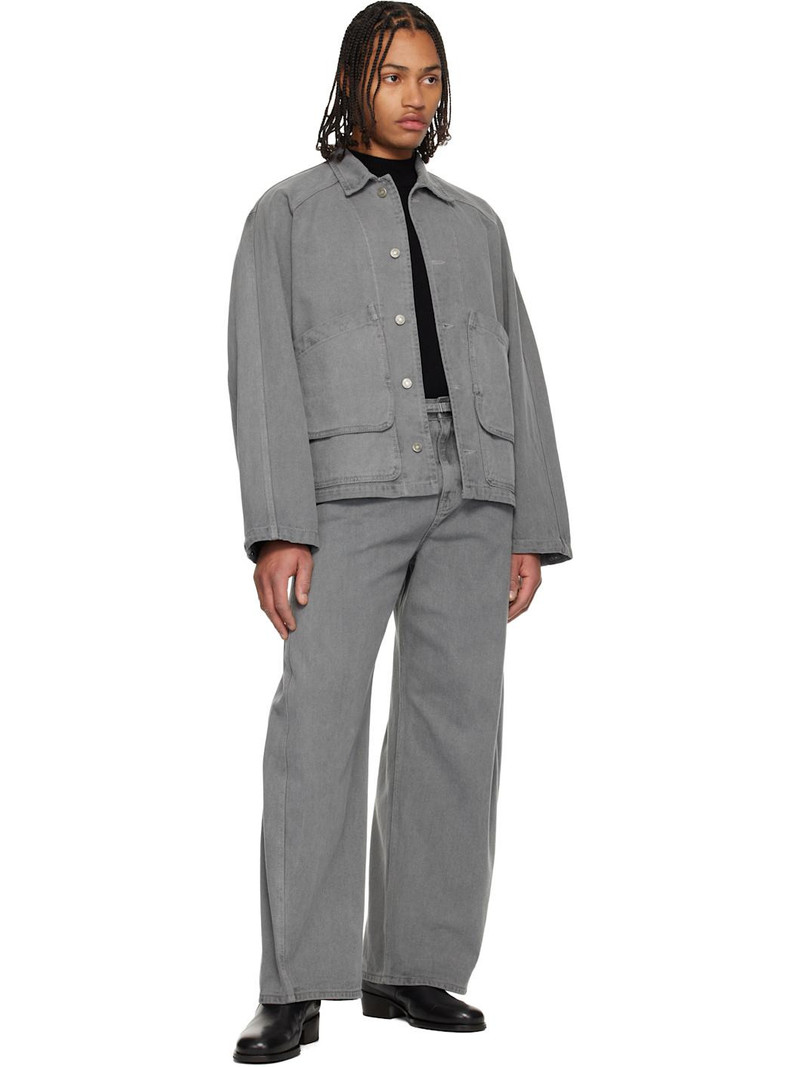 LE17SEPTEMBRE Gray Garment-Dyed Hunting Denim Jacket outlook