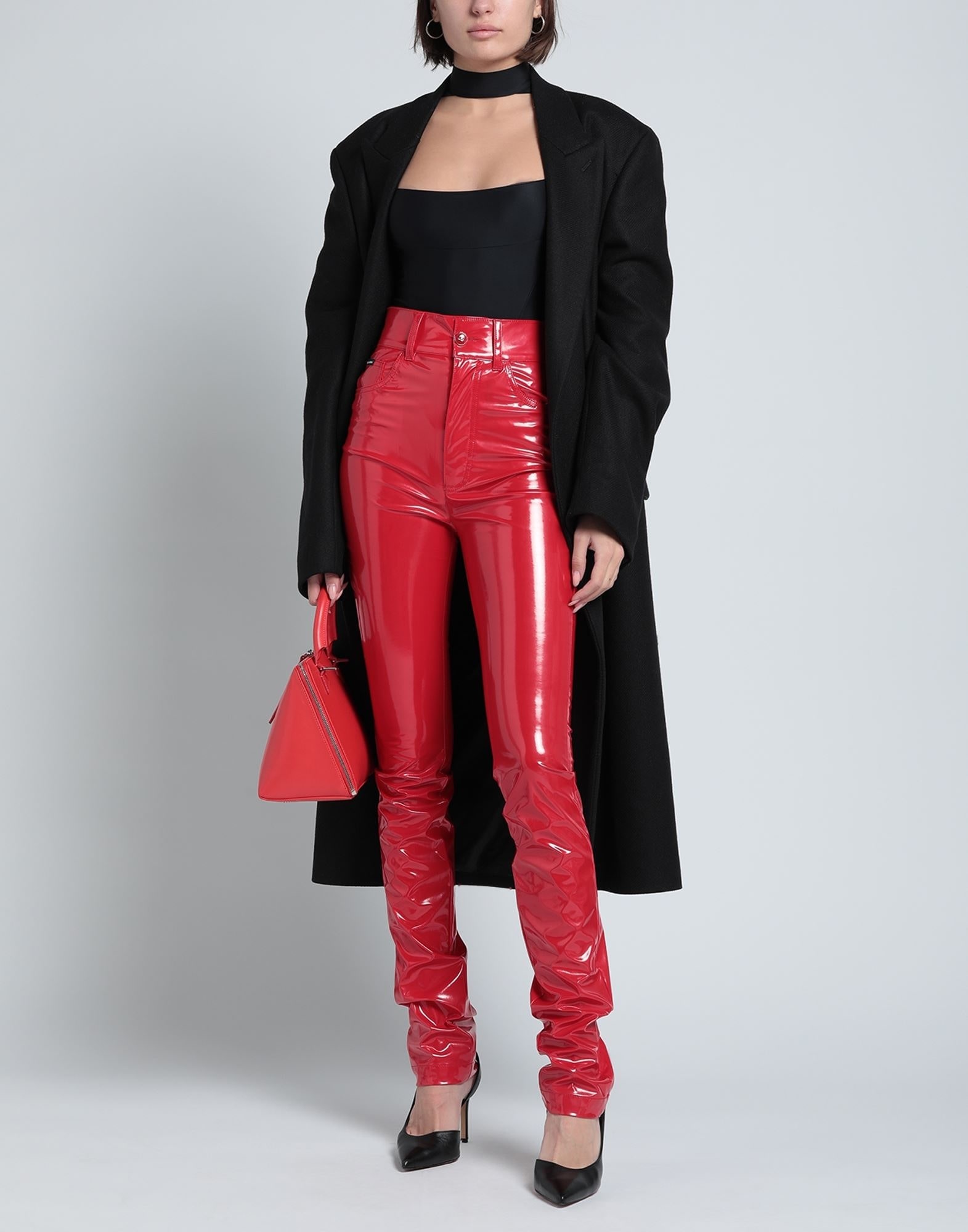 Dolce & Gabbana RED SILK TROUSERS シルク パンツ 光沢 美脚 Dolce & Gabbana High-Waisted Silk Trousers | Sendegaro