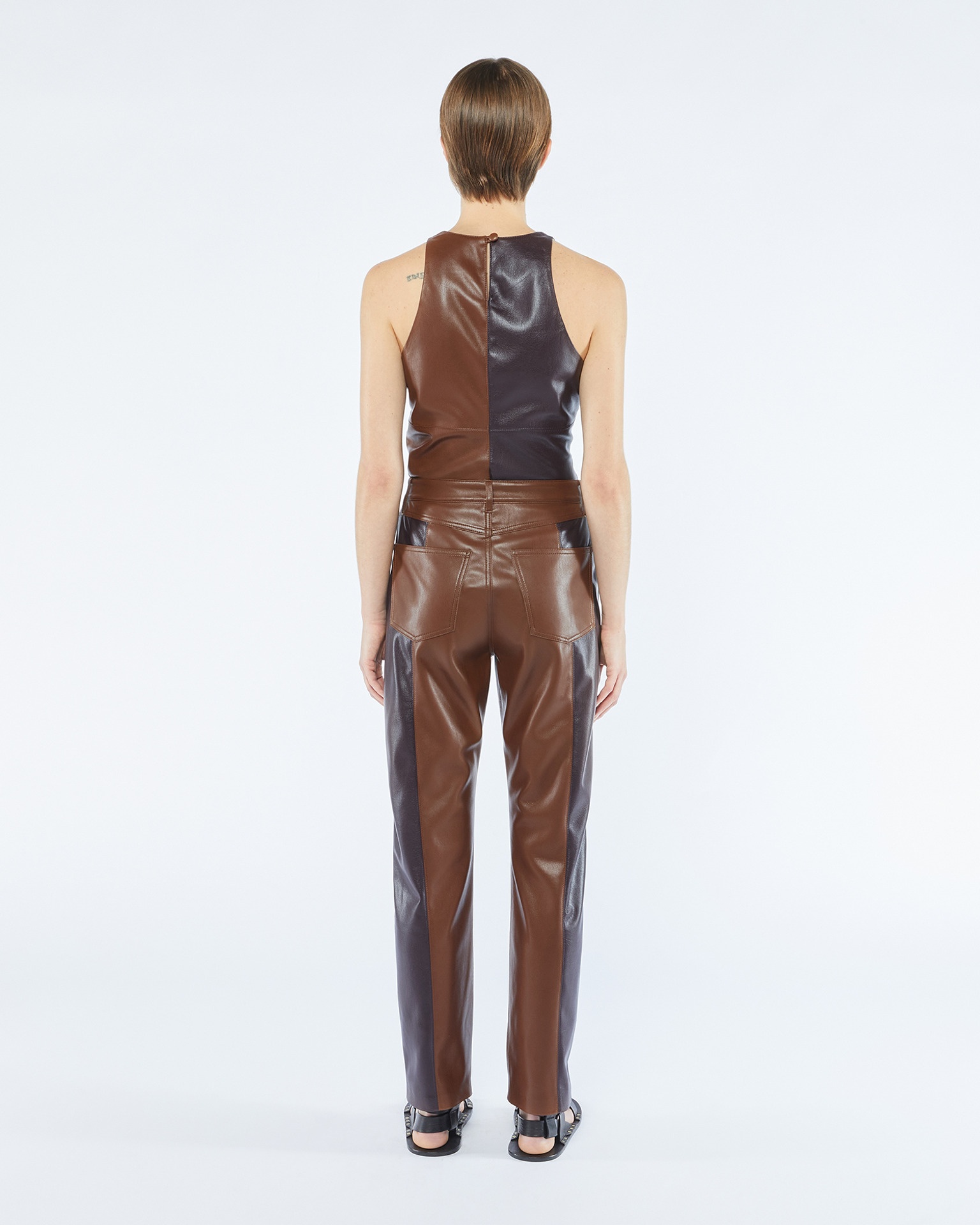 VINNI - Upcycled patchwork trousers - Aubergine/Rootbeer - 3