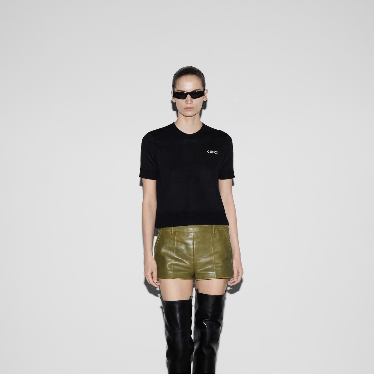 Wool top with Gucci intarsia - 3