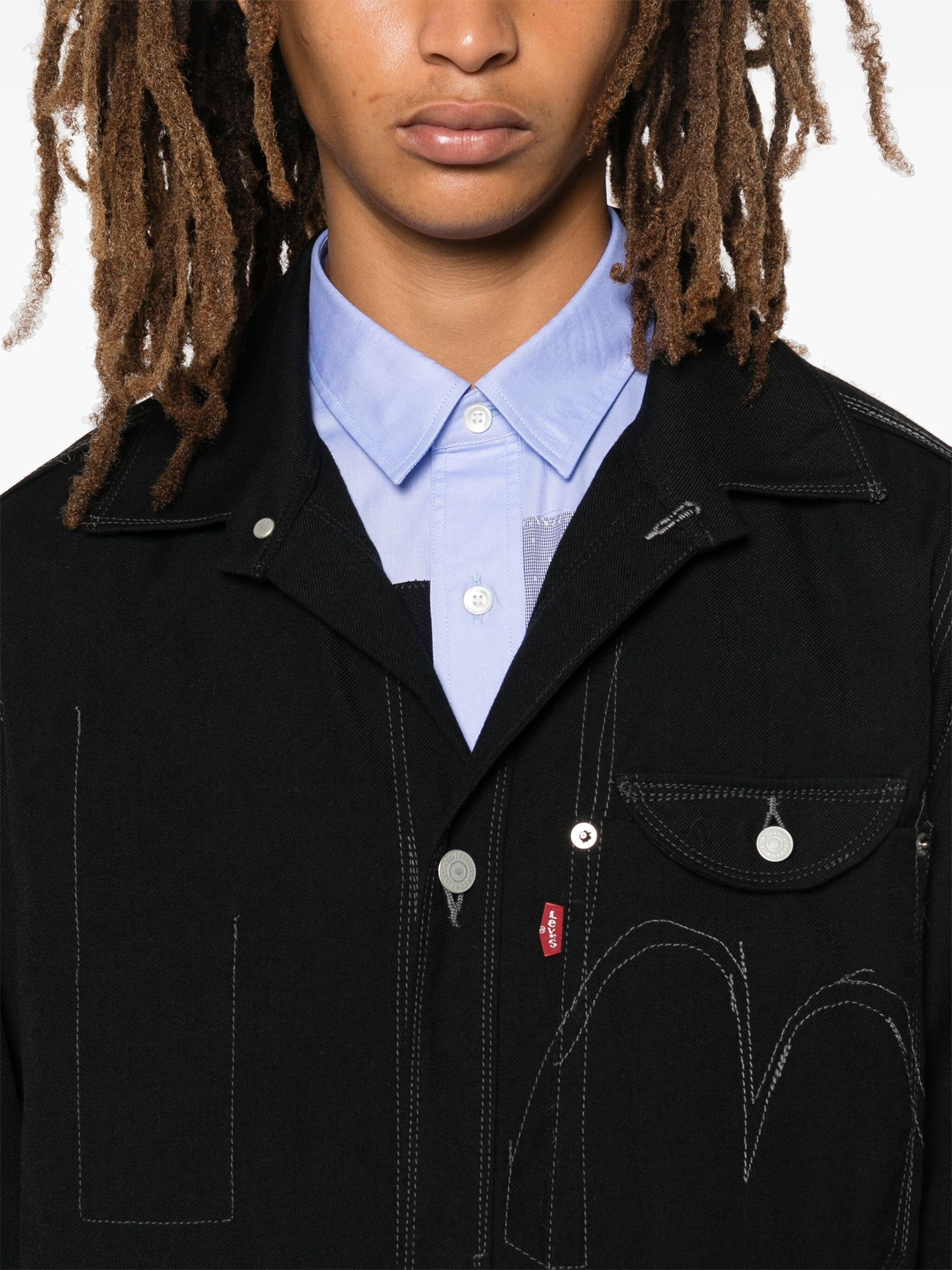 Black Contrasting Shirt Jacket - 5