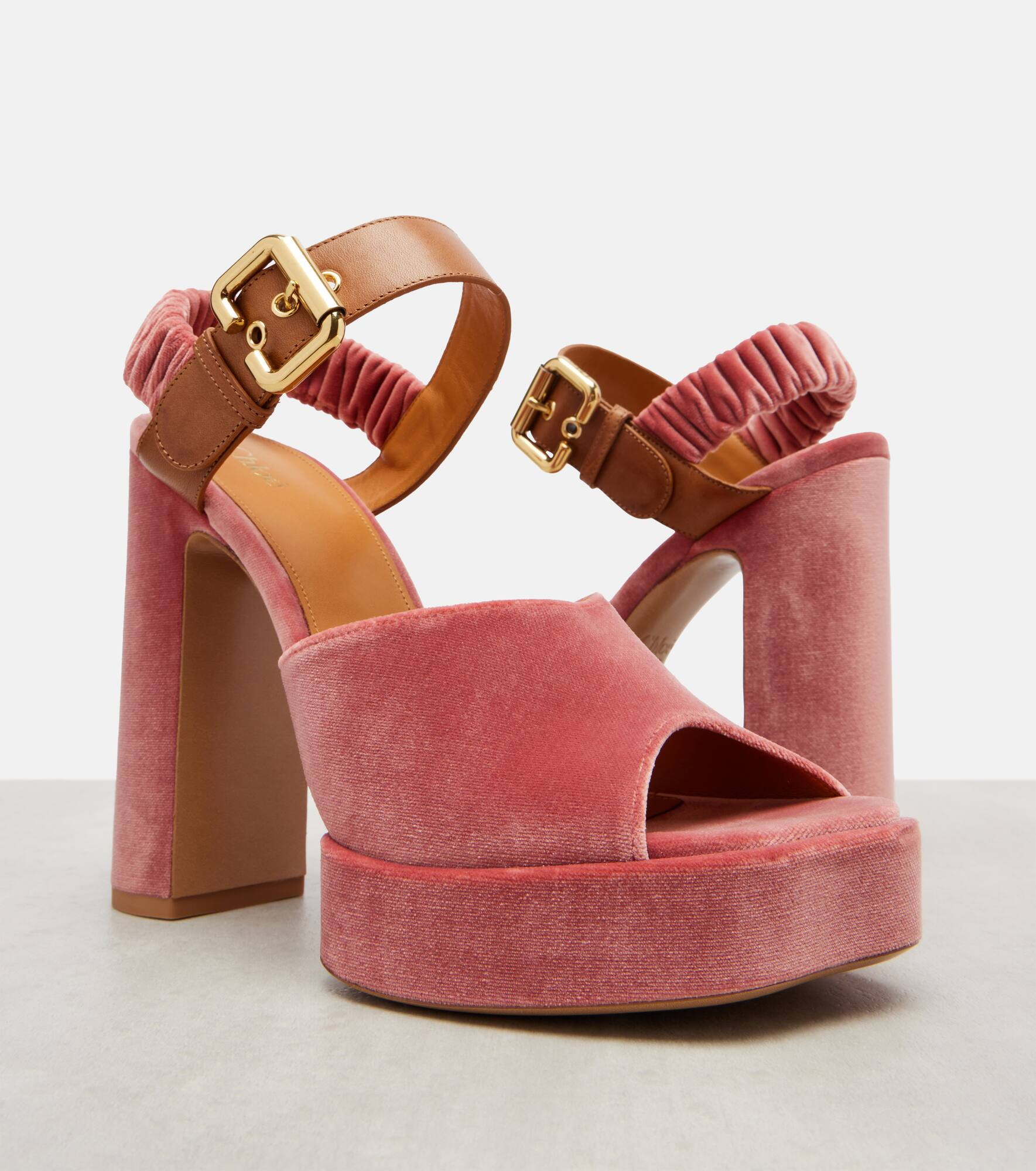 Aria 95 velvet platform sandals - 5