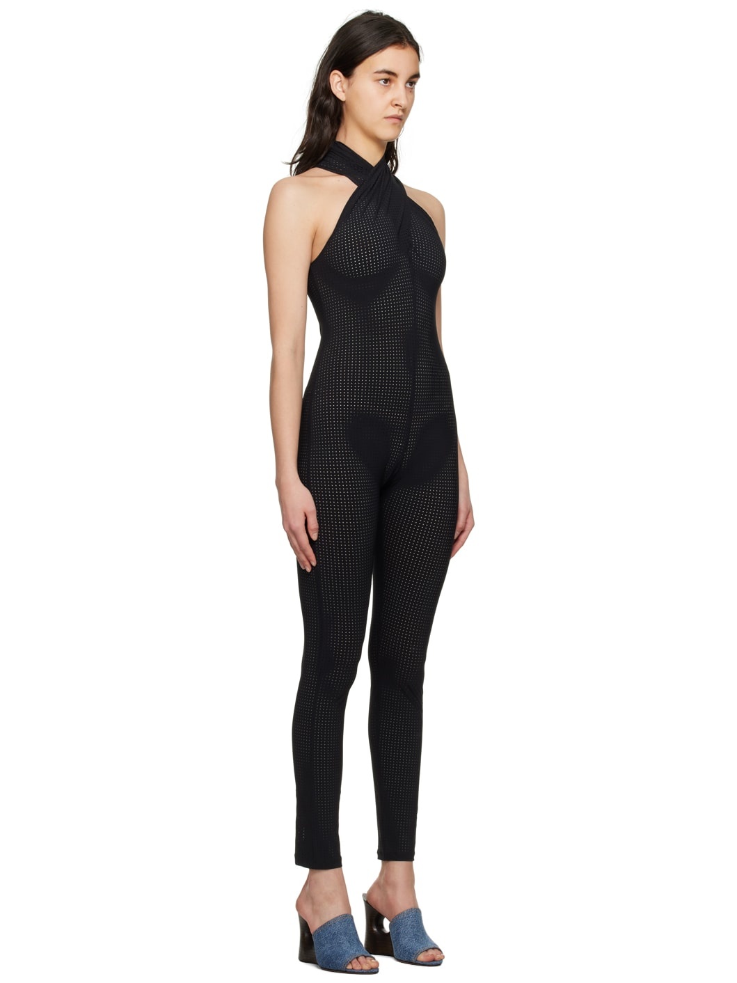 Black Perforated Jumpsuit - 3