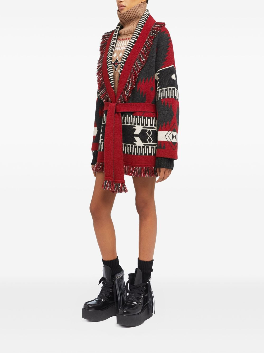 jacquard fringed cardigan - 3