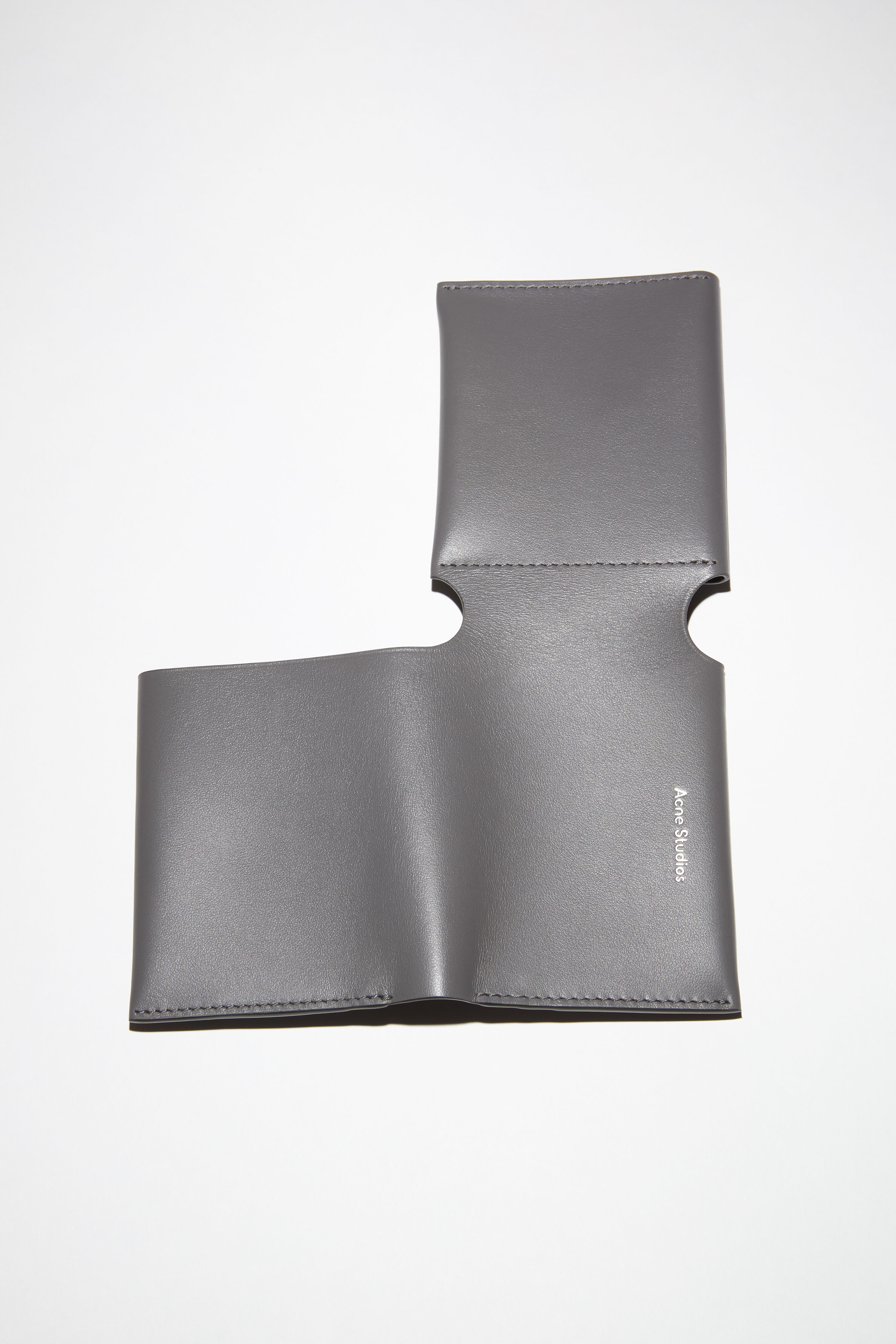Leather trifold wallet - Dark grey - 3