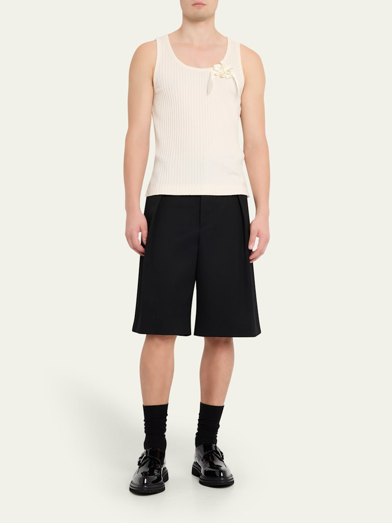 Simone Rocha Men's Ribbon-Daisy Ribbed Sleeveless Racerback Shirt outlook