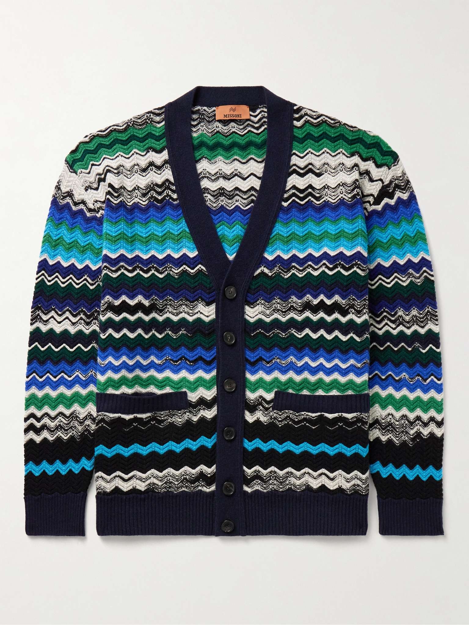 Striped Crocheted Wool-Blend Cardigan - 1
