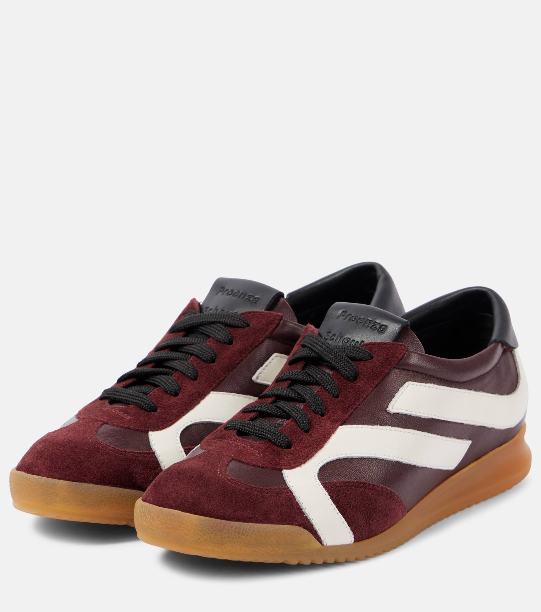 Track suede-trimmed leather sneakers - 4