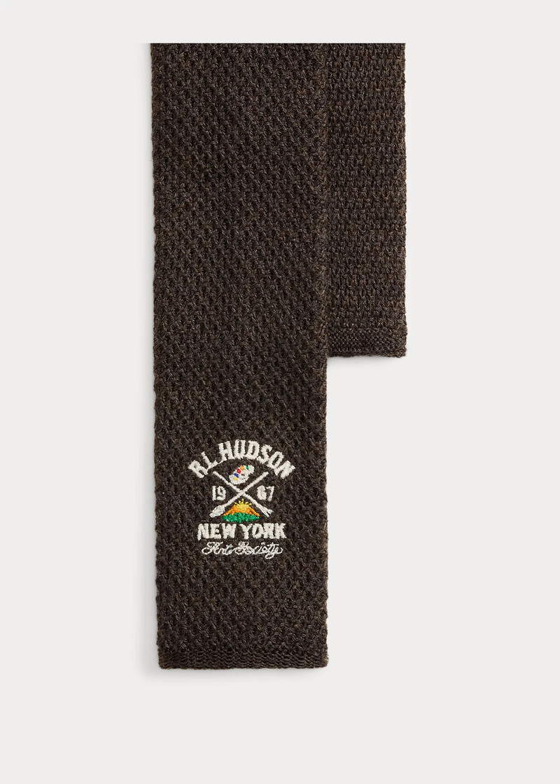 Embroidered Knit Wool Tie 1