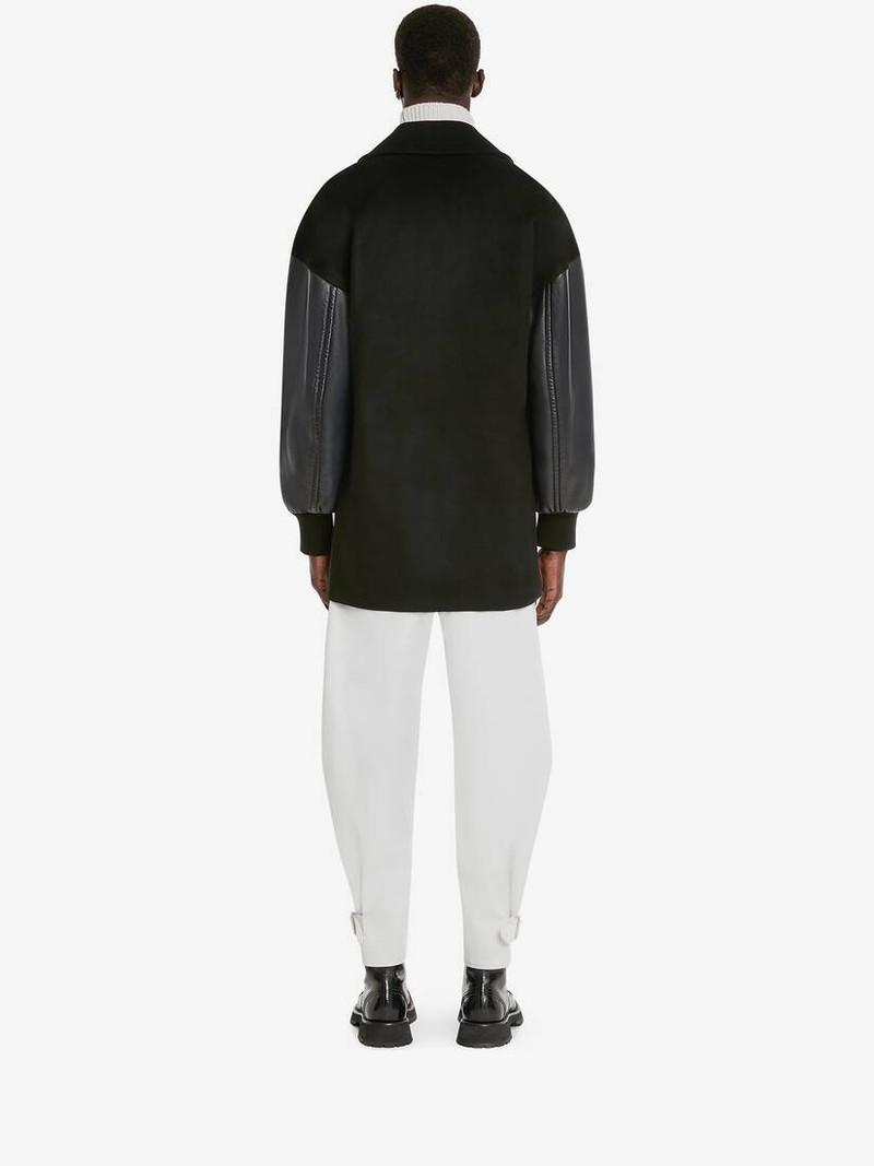 Men's Dropped Shoulder Peacoat in Black/navy 4