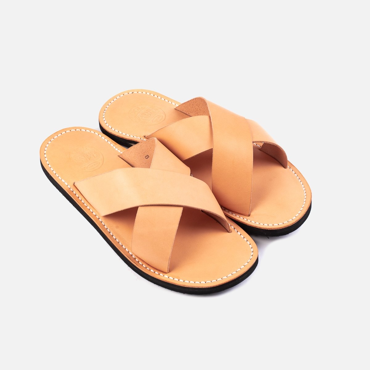 OGL-DRSOLE-CROSS-NAT OGL X Dr. Sole Leather Cross Sandals - Natural - 4