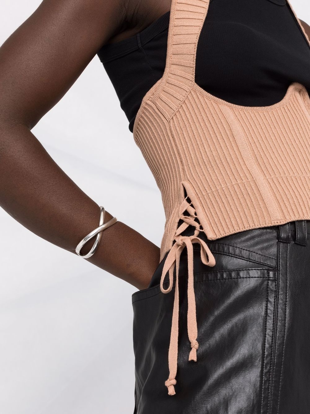 ribbed-knit corset top - 3