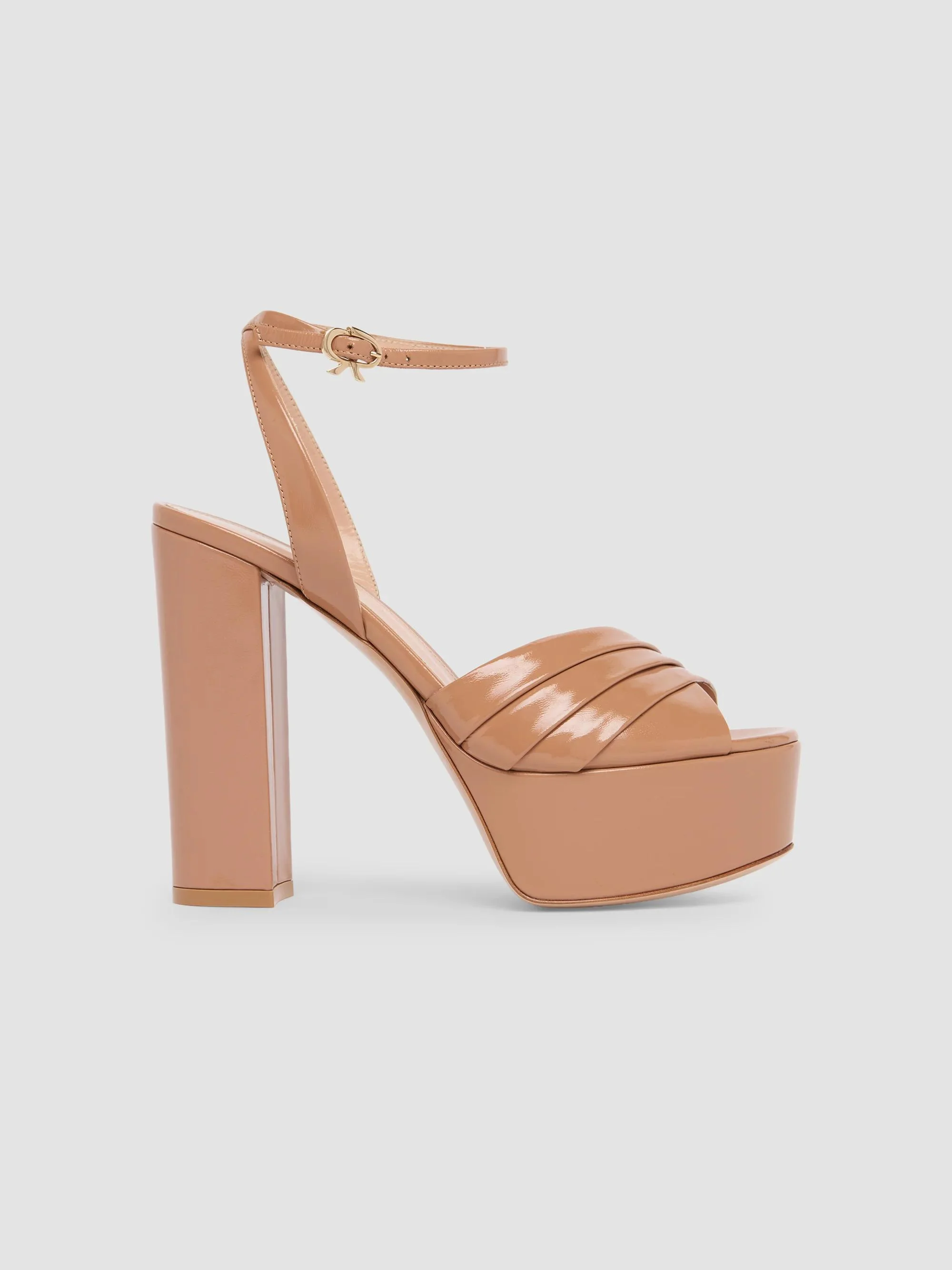 Women's 85MM Leather Platform Sandals - Light Brown - 1