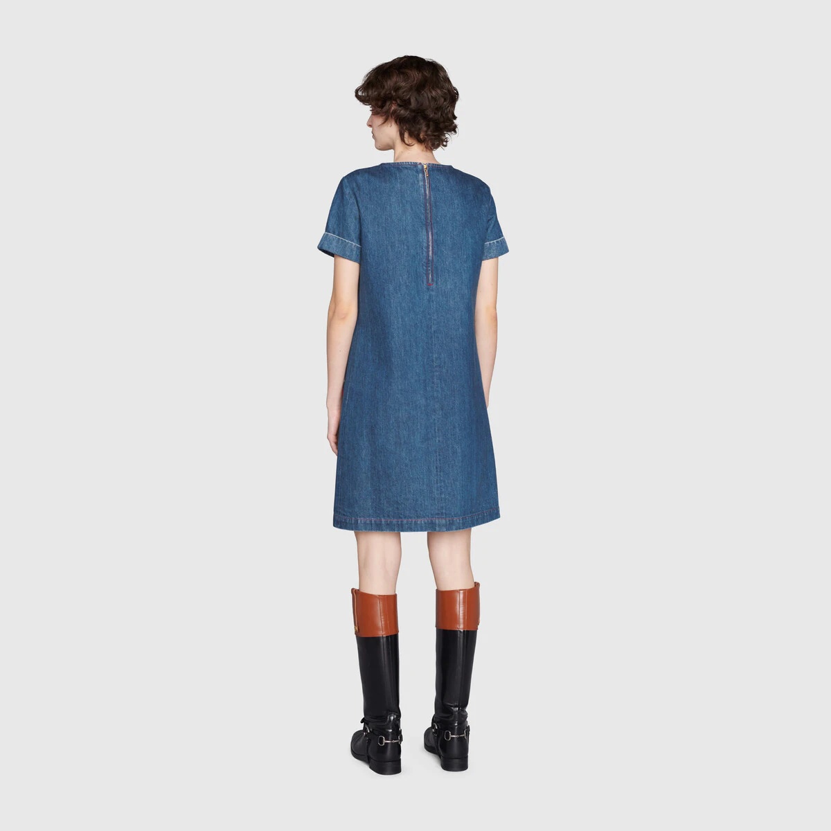 Denim dress with Web trims - 4