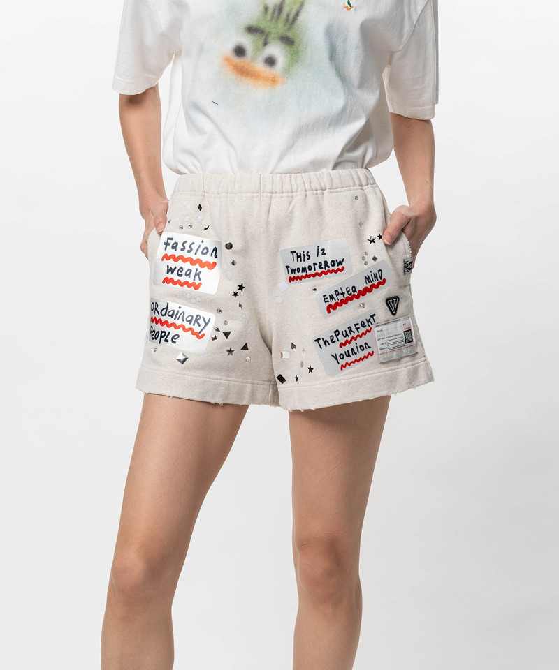 Embellished Sticker Sweat Shorts 7