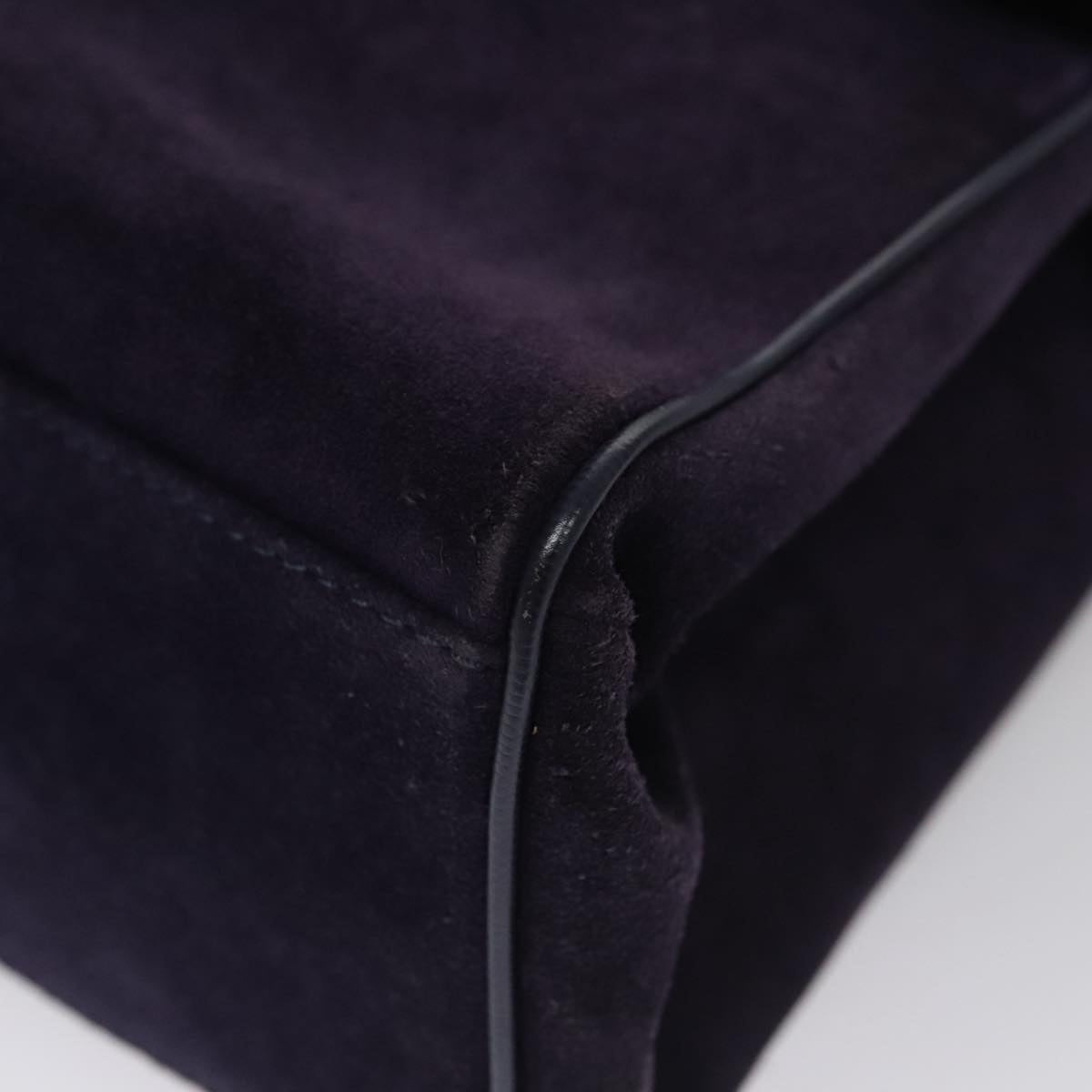 CELINE Hand Bag Suede Leather Purple Gold - 14