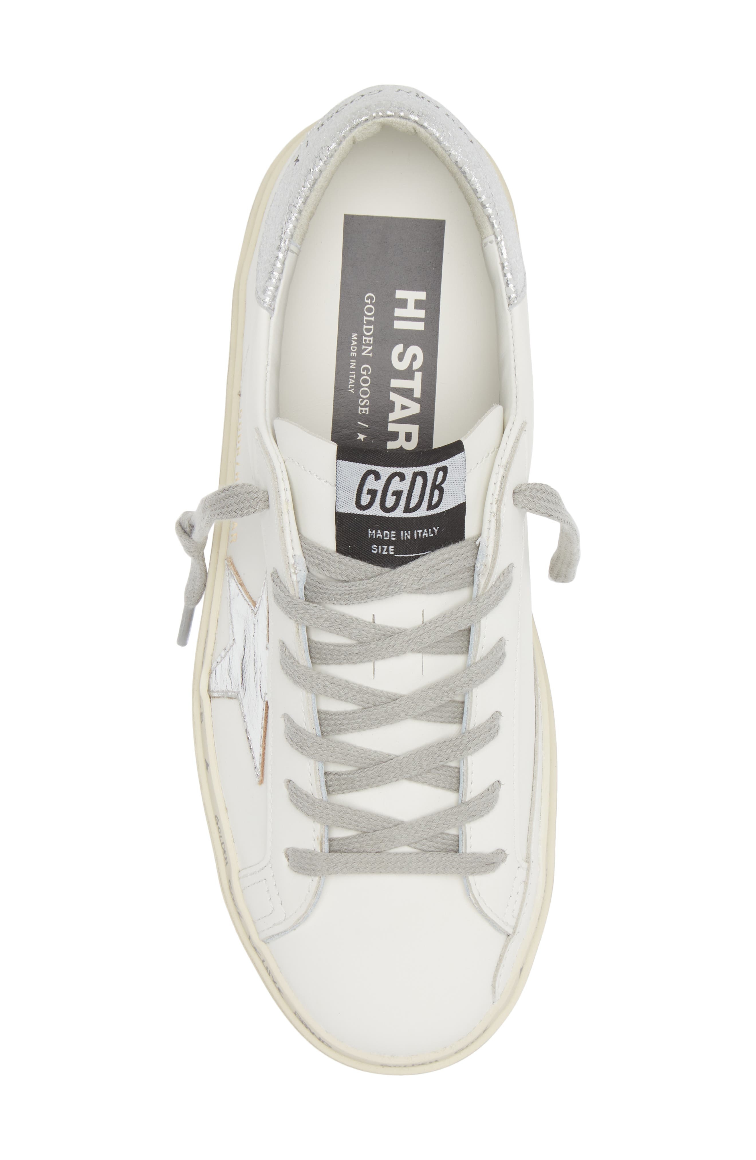 Golden Goose Hi Star Platform Sneaker in White/Silver at Nordstrom - 5