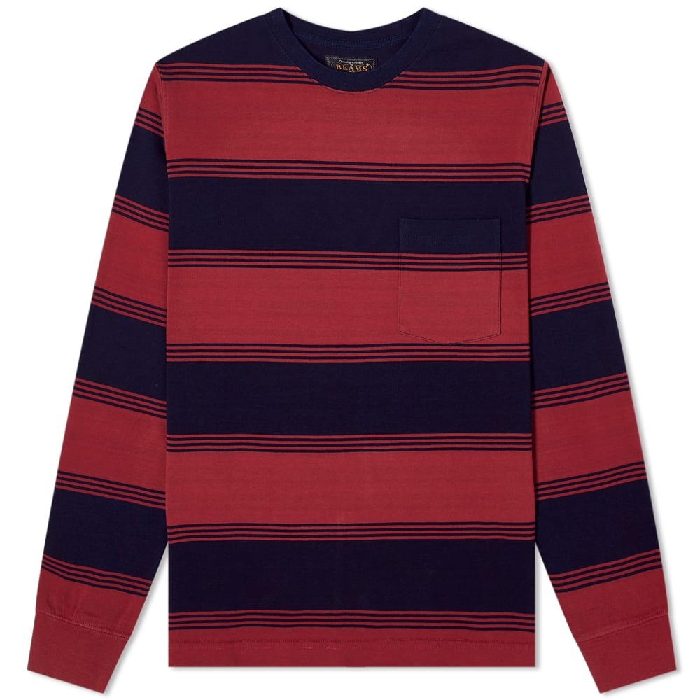 Beams Plus Indigo Stripe Pocket Tee - 1