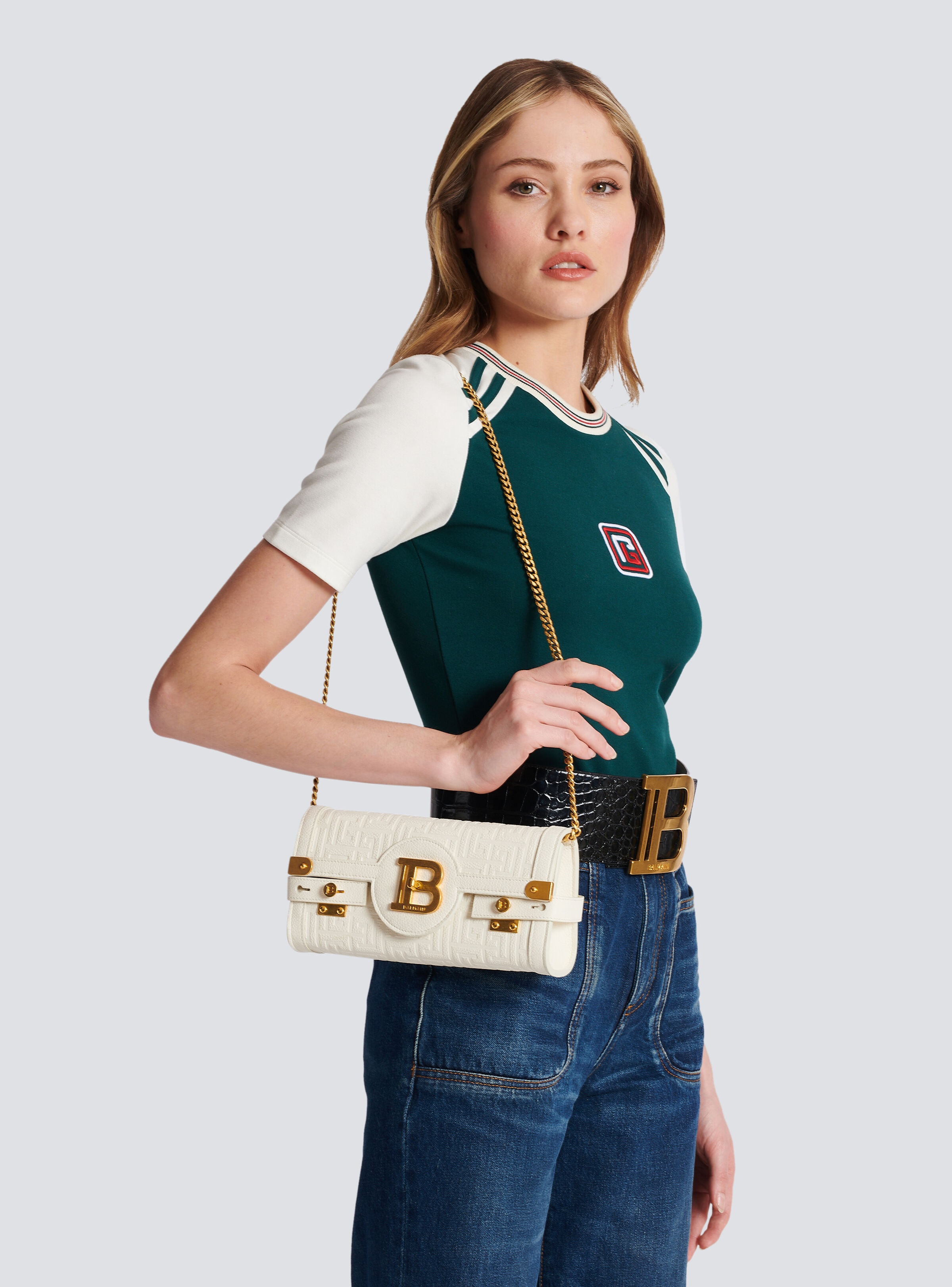 B-Buzz 23 monogrammed grained leather clutch 8