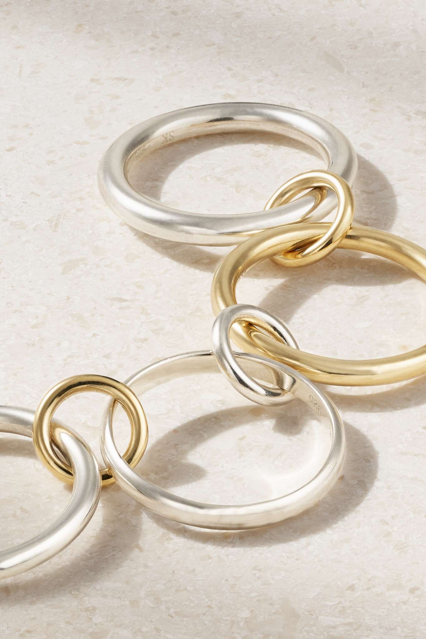 Cancer set of four 18-karat gold and sterling silver ring - 3