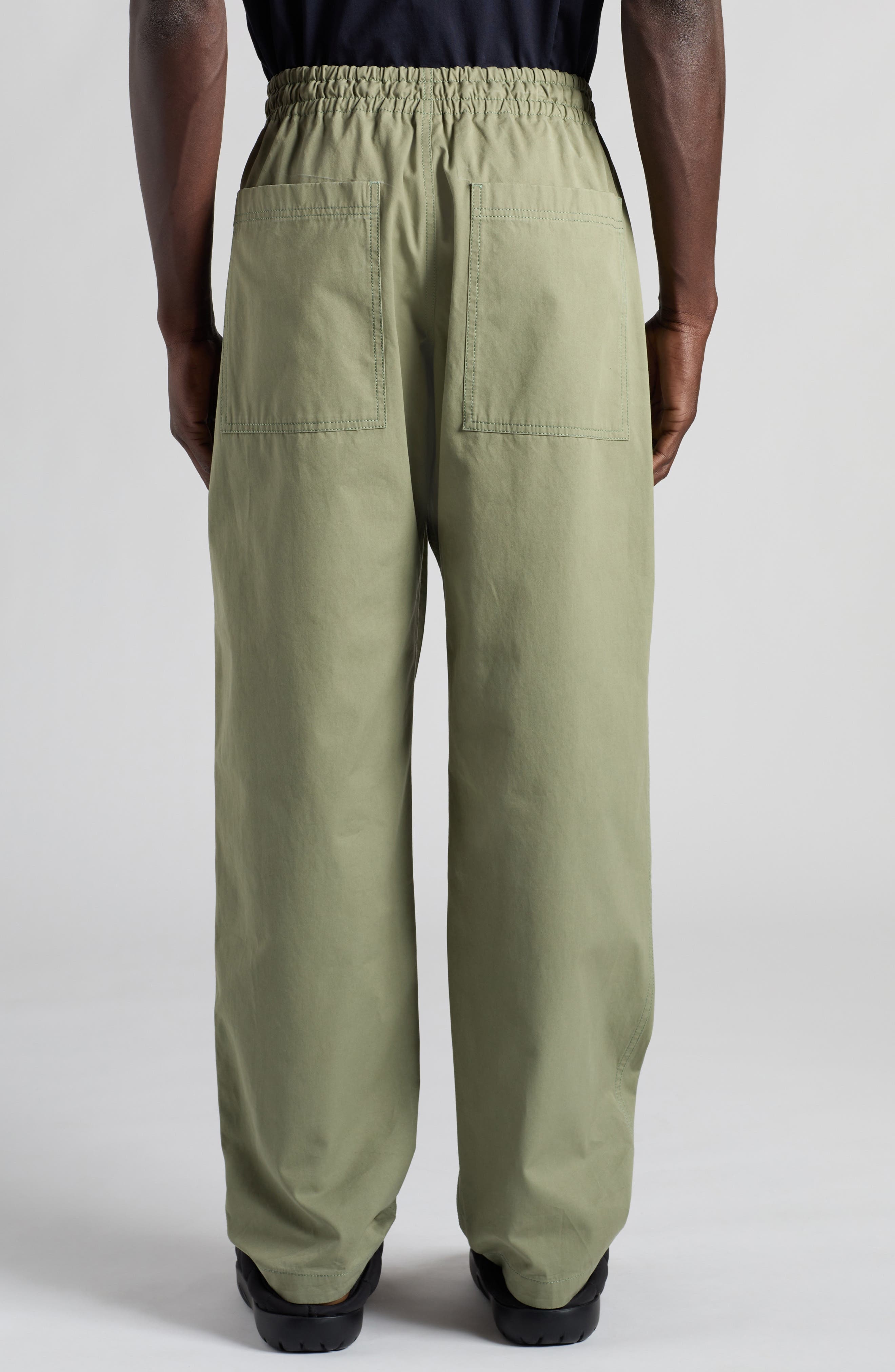 Bottega Veneta Lightweight Cotton Twill Drawstring Waist Pants in 3025 Juniper at Nordstrom - 3