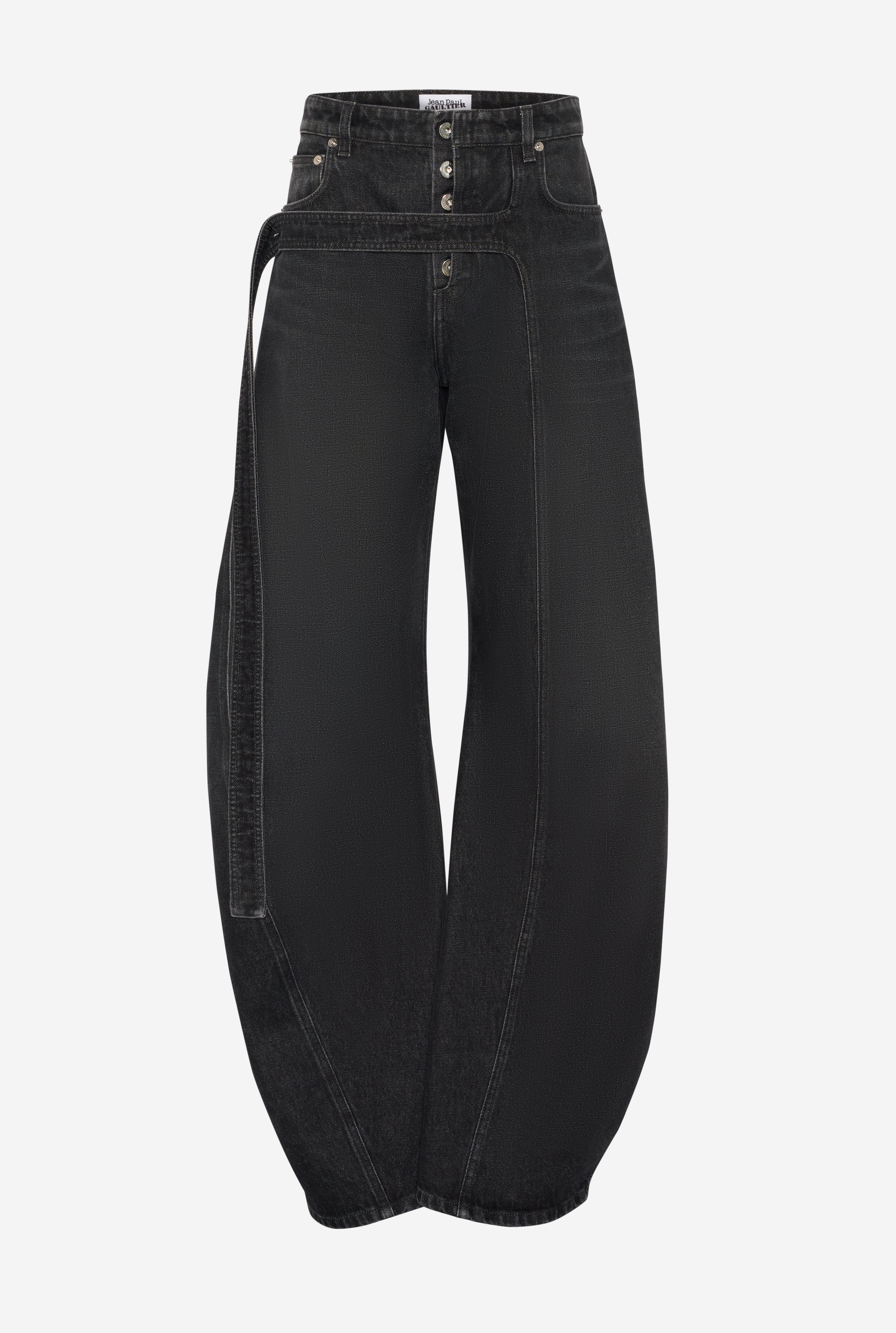 THE BLACK DENIM STRAP JEANS - 8