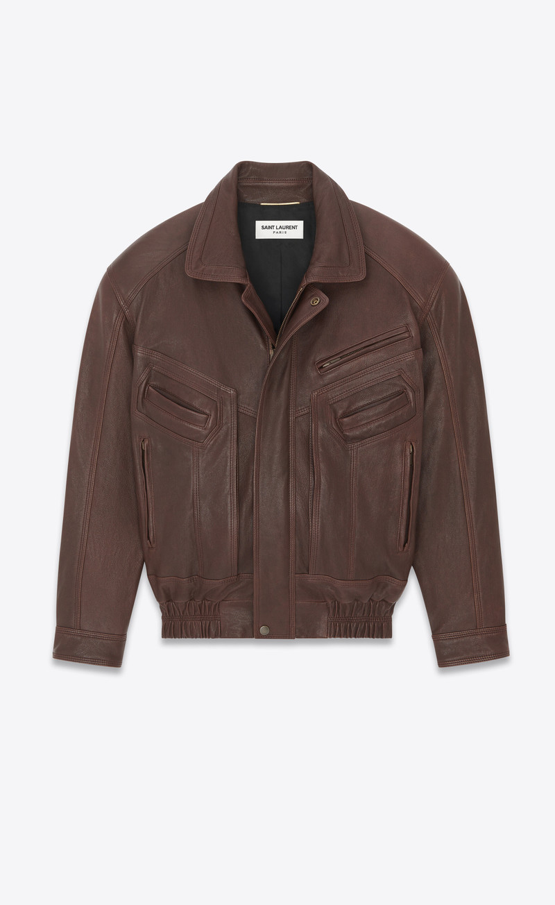SAINT LAURENT jacket in wrinkled lambskin - 738886YCNW22820