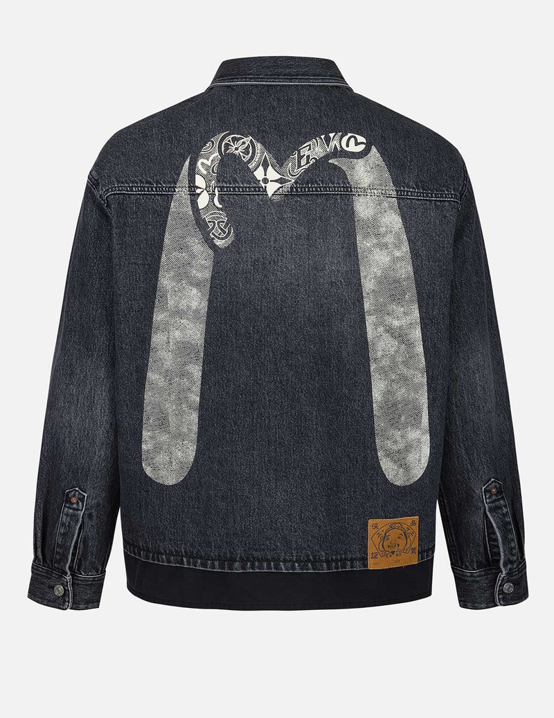EVISU Daicock and Seagull Print Relax Fit 2-in-1 Denim Worker Shirt Jacket outlook