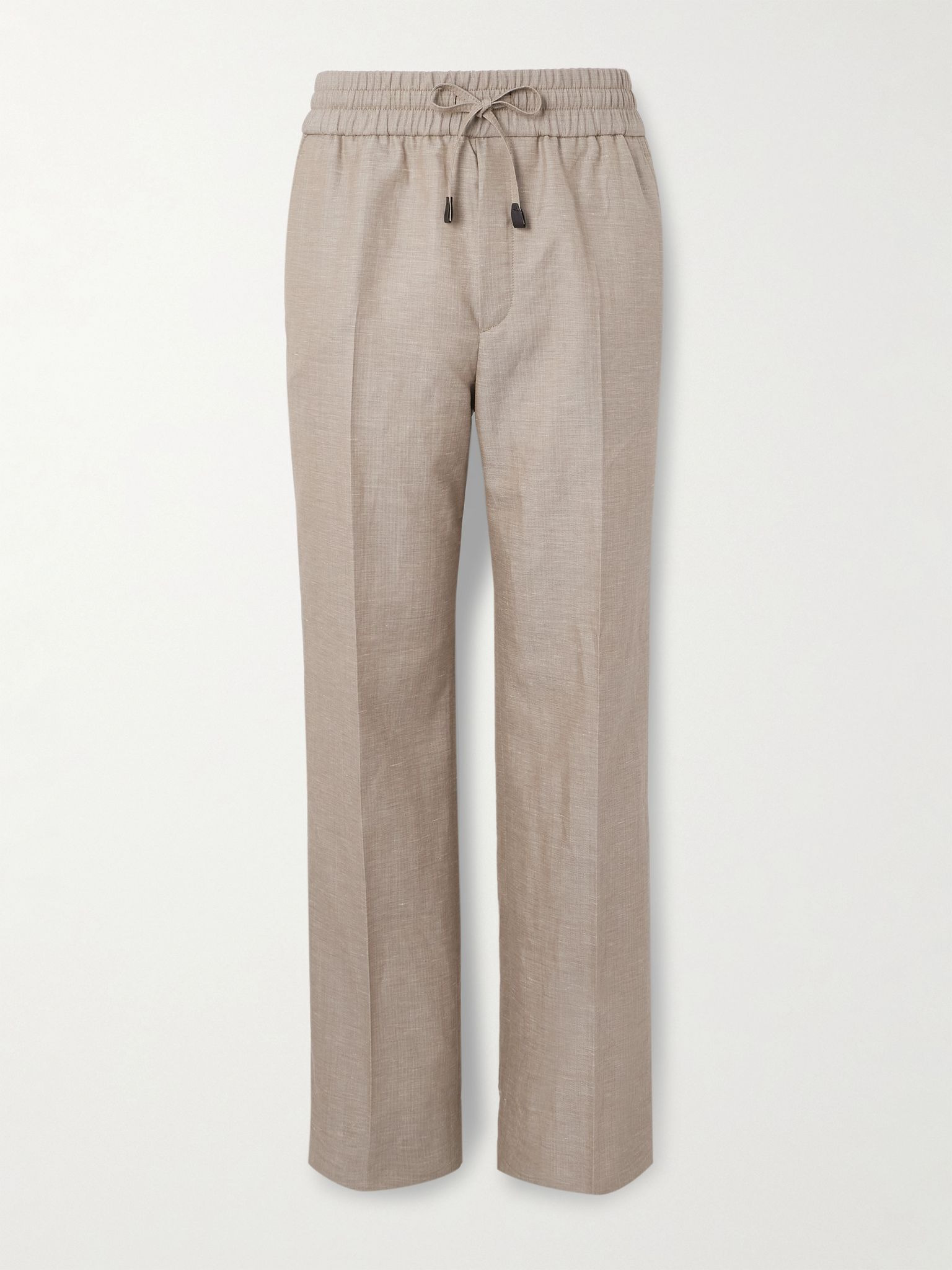 Straight-Leg Wool, Linen and Silk-Blend Suit Trousers Neutral - 1