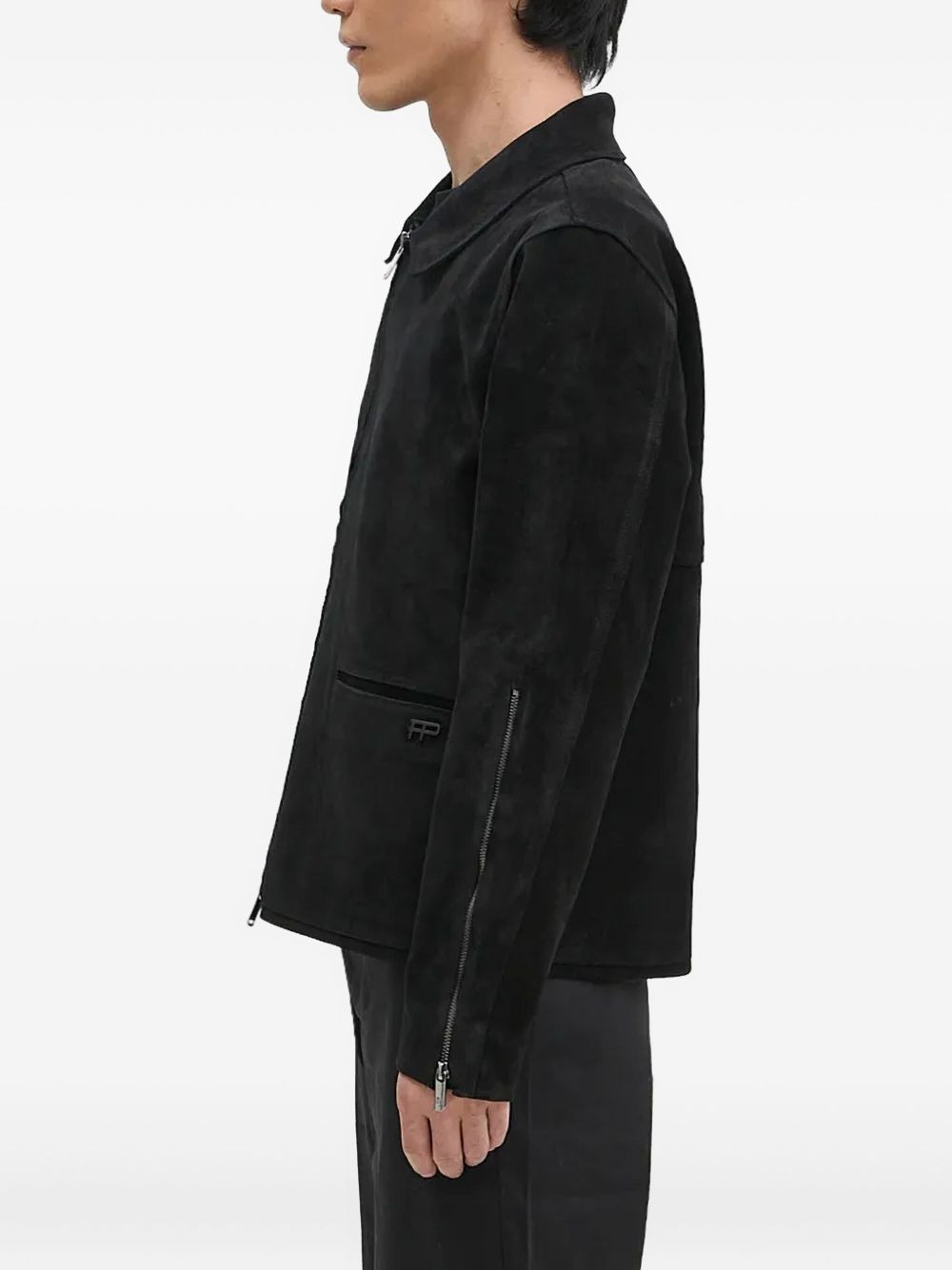 suede zip-front jacket - 2