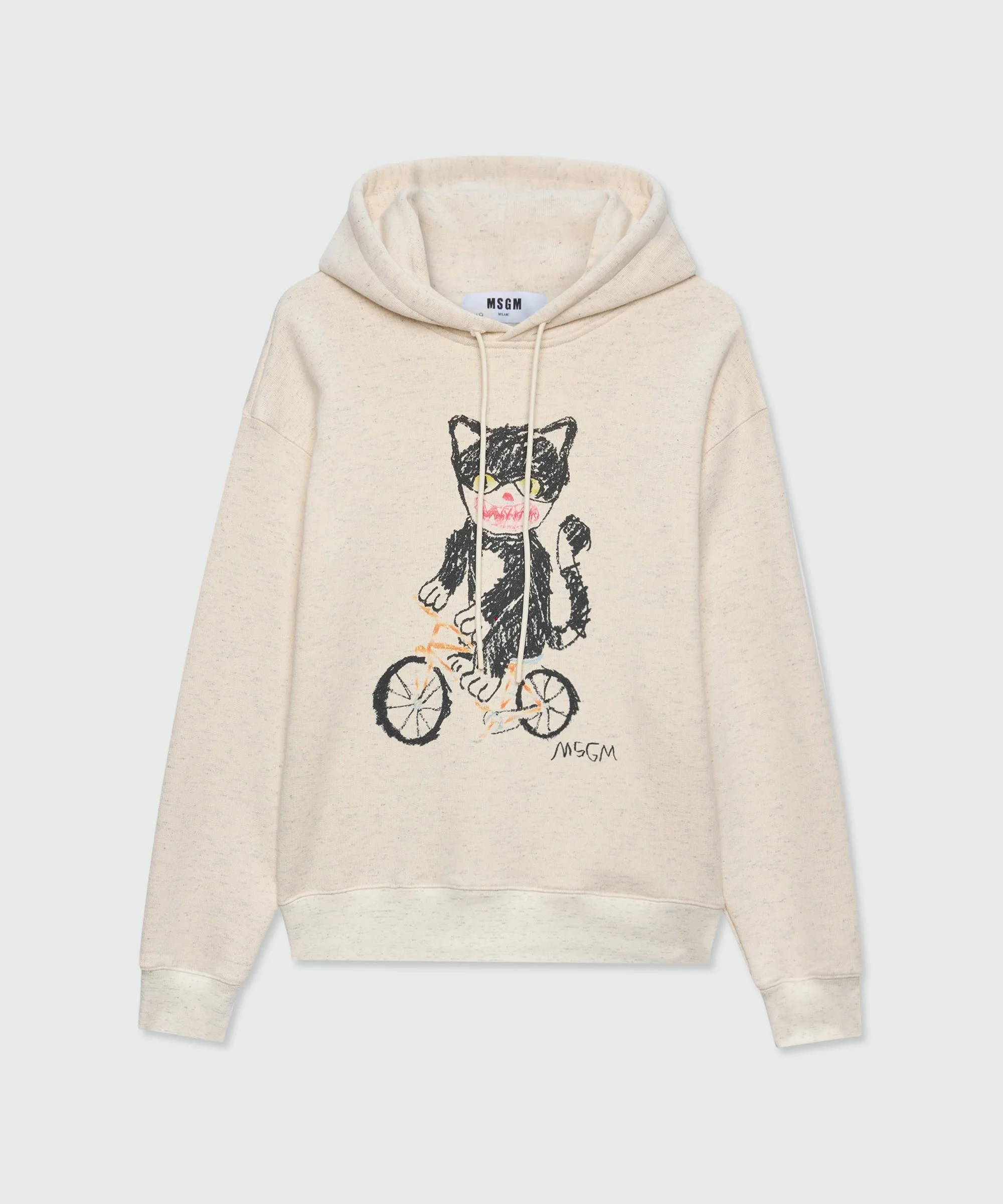 Off-white cotton hoodie with front print - 1