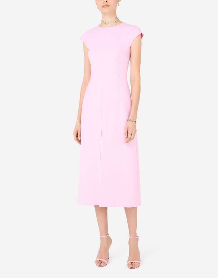 Crepe calf-length dress with slit - 7